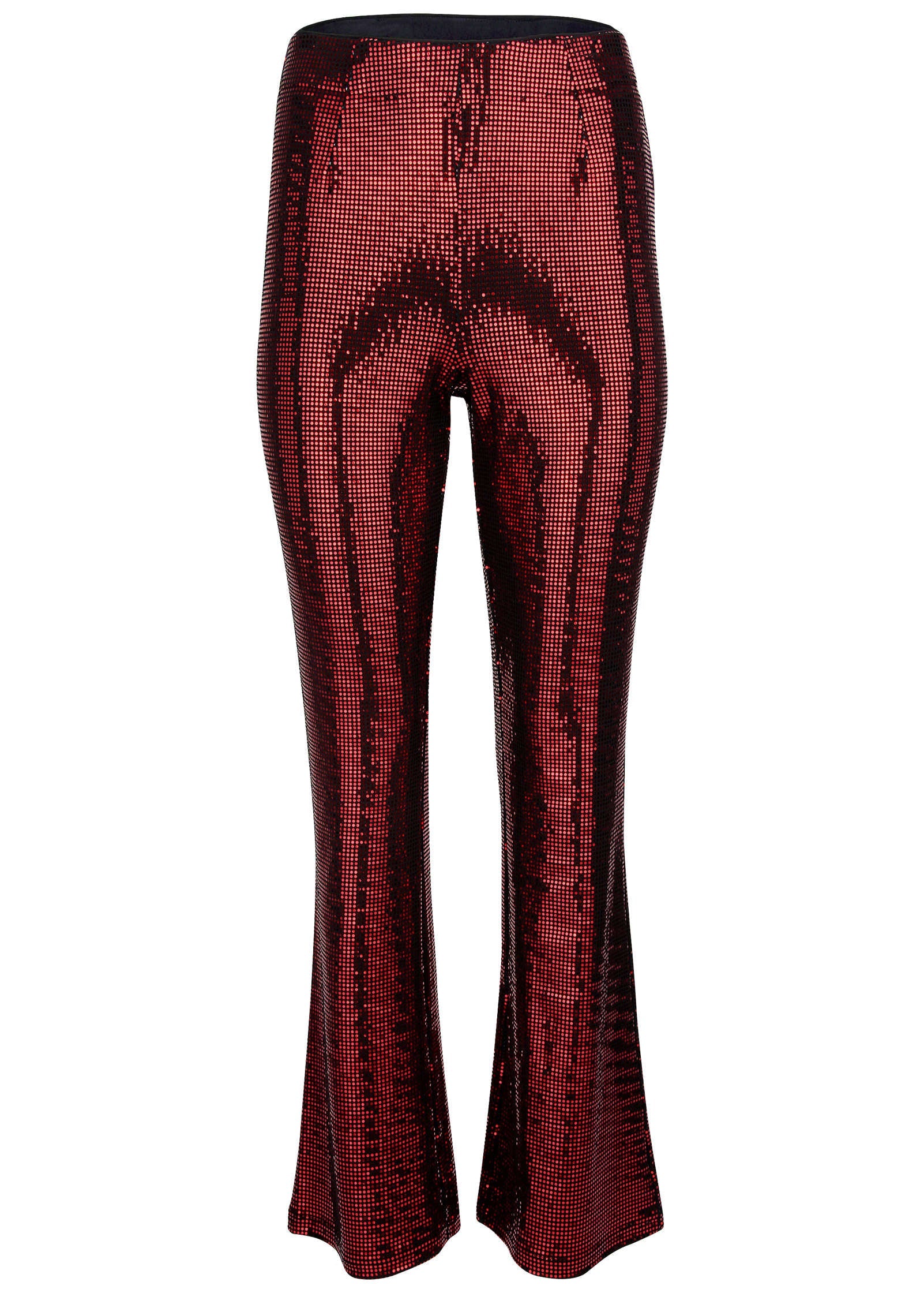 Sequin Flare Leg Pants - Red & Black - Image 6