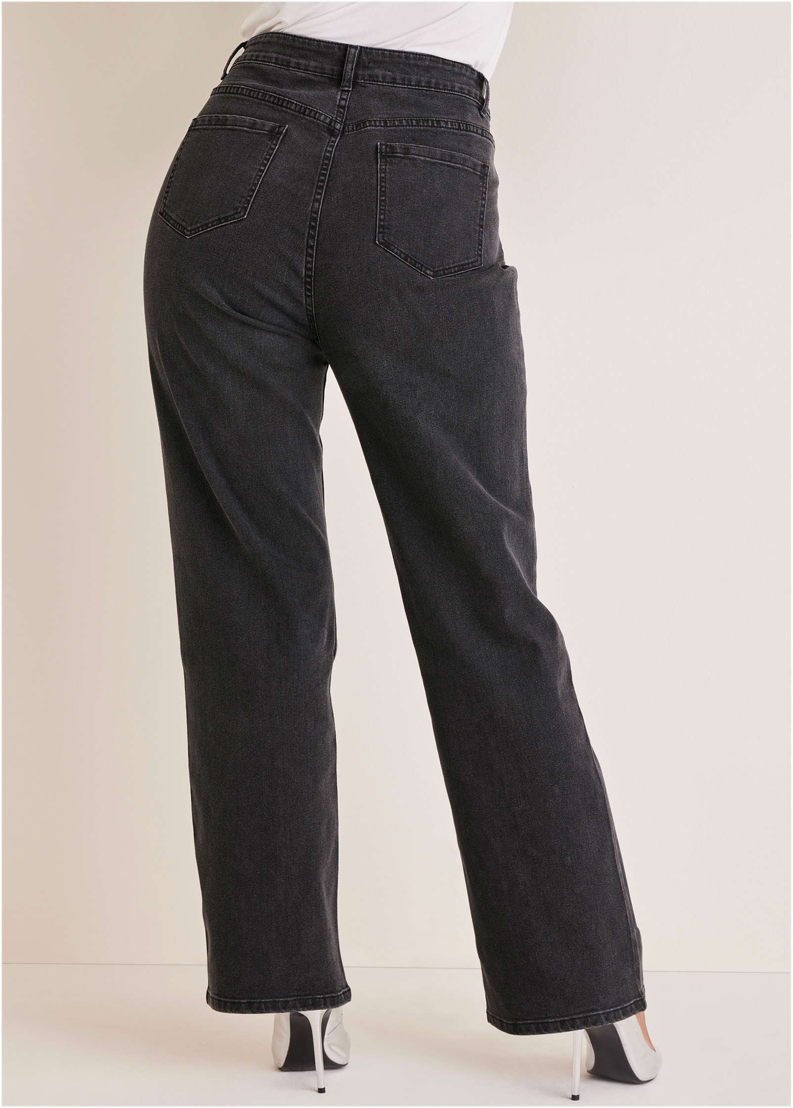 Rhinestone Embellished Jeans - Black Wash - Image 9
