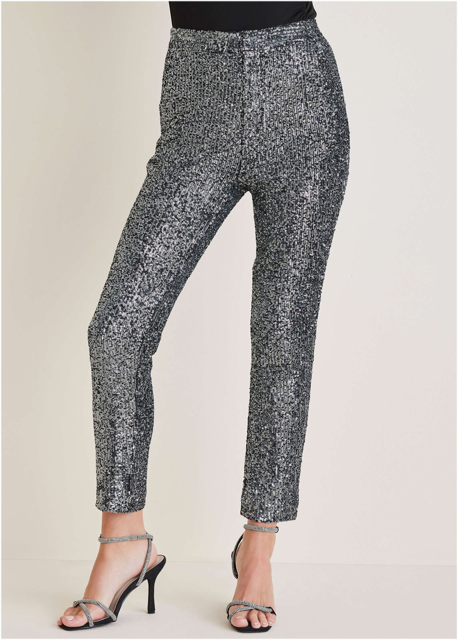 Sequin Straight Leg Pants - Silver - Image 2