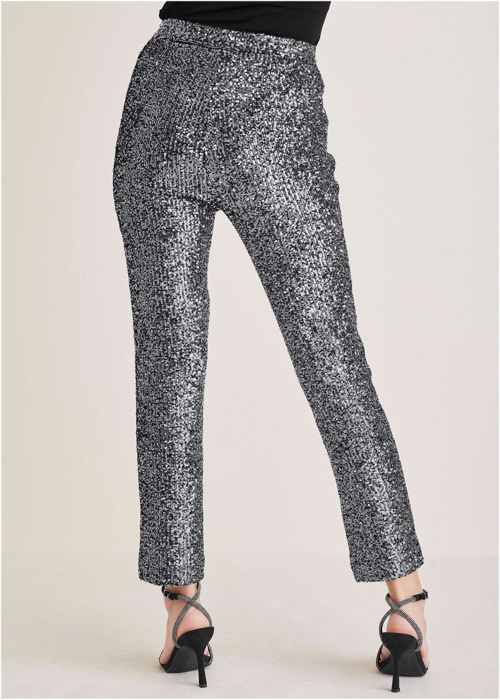 Sequin Straight Leg Pants - Silver - Image 3