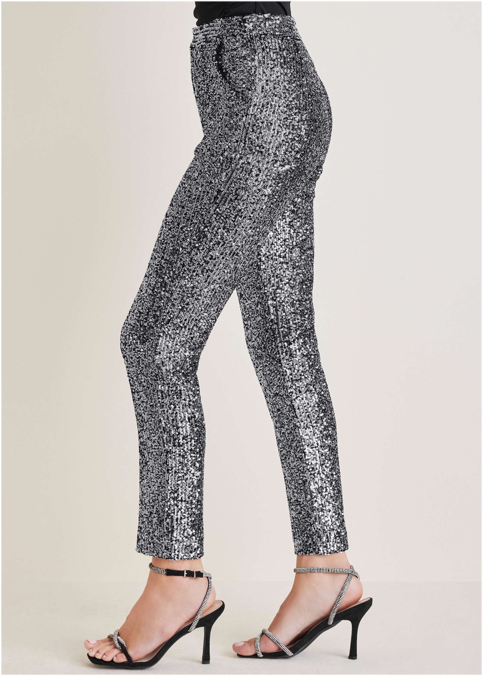 Sequin Straight Leg Pants - Silver - Image 4