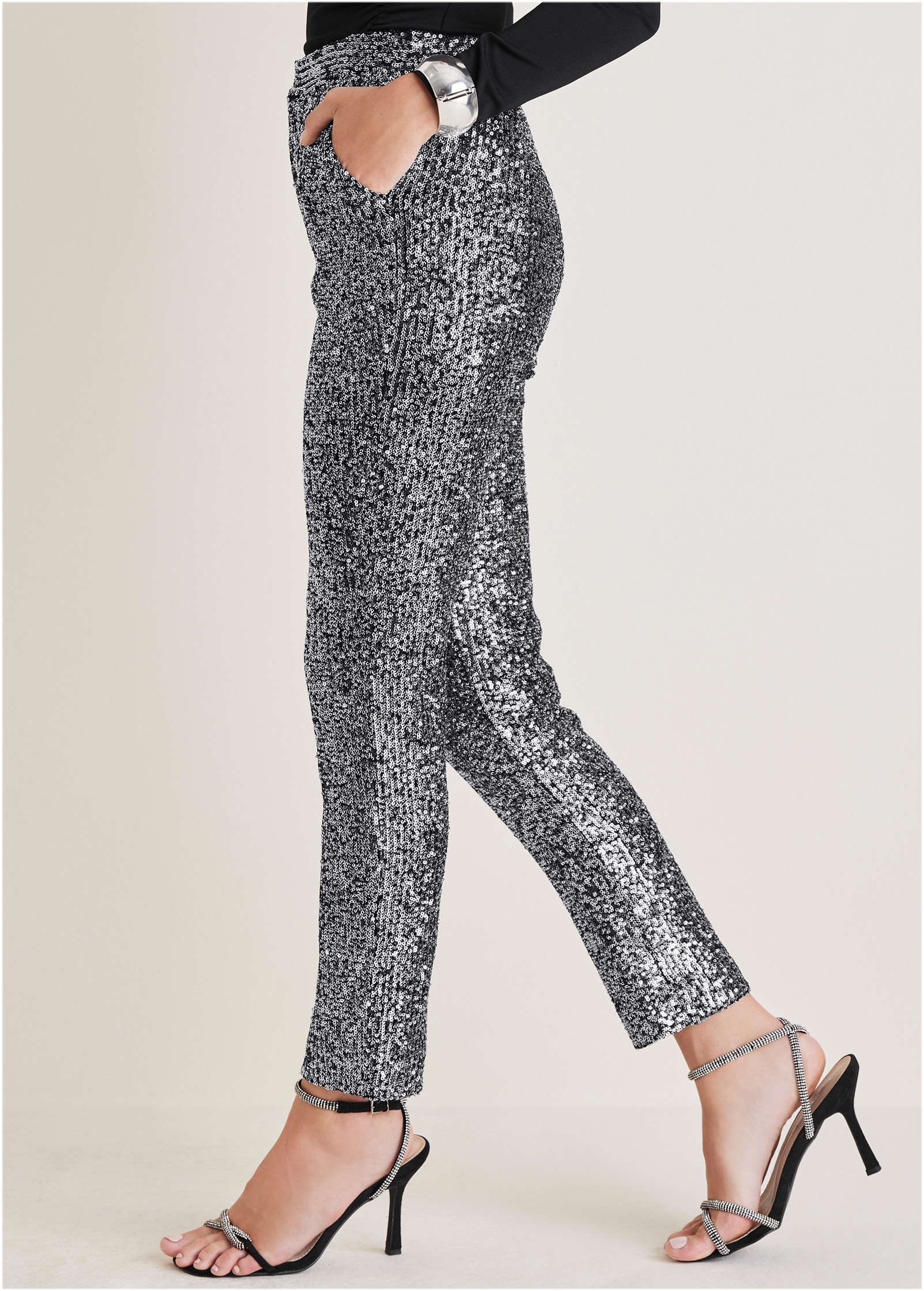 Sequin Straight Leg Pants - Silver - Image 6