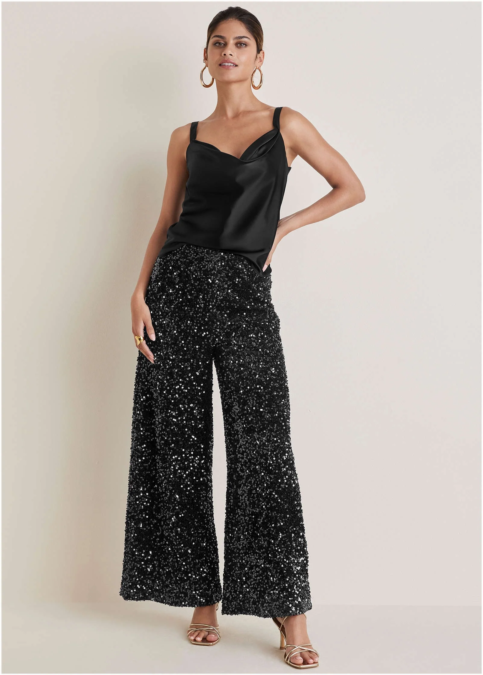 Sequin Velvet Pants - Jet Black - Image 6
