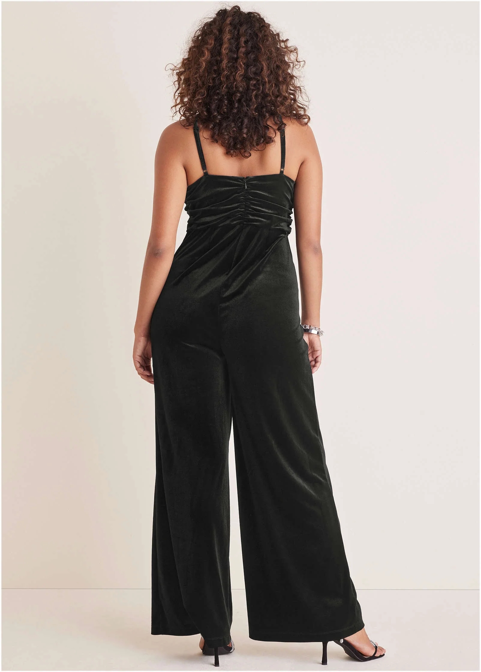 Stretch Velvet Halter Jumpsuit - Black - Image 7