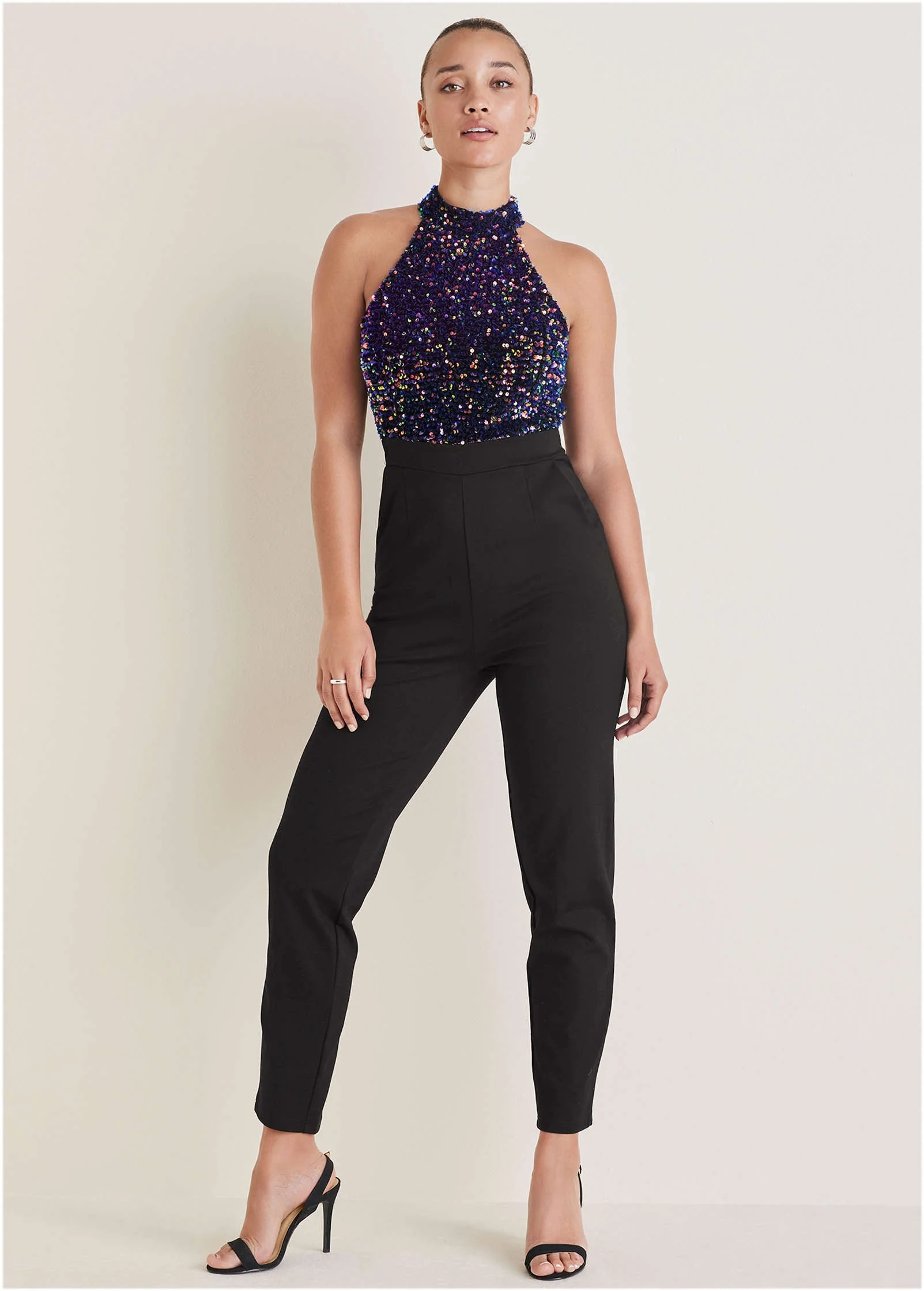 High Neck Sequin Jumpsuit - Fantasy Sequins - Image 3