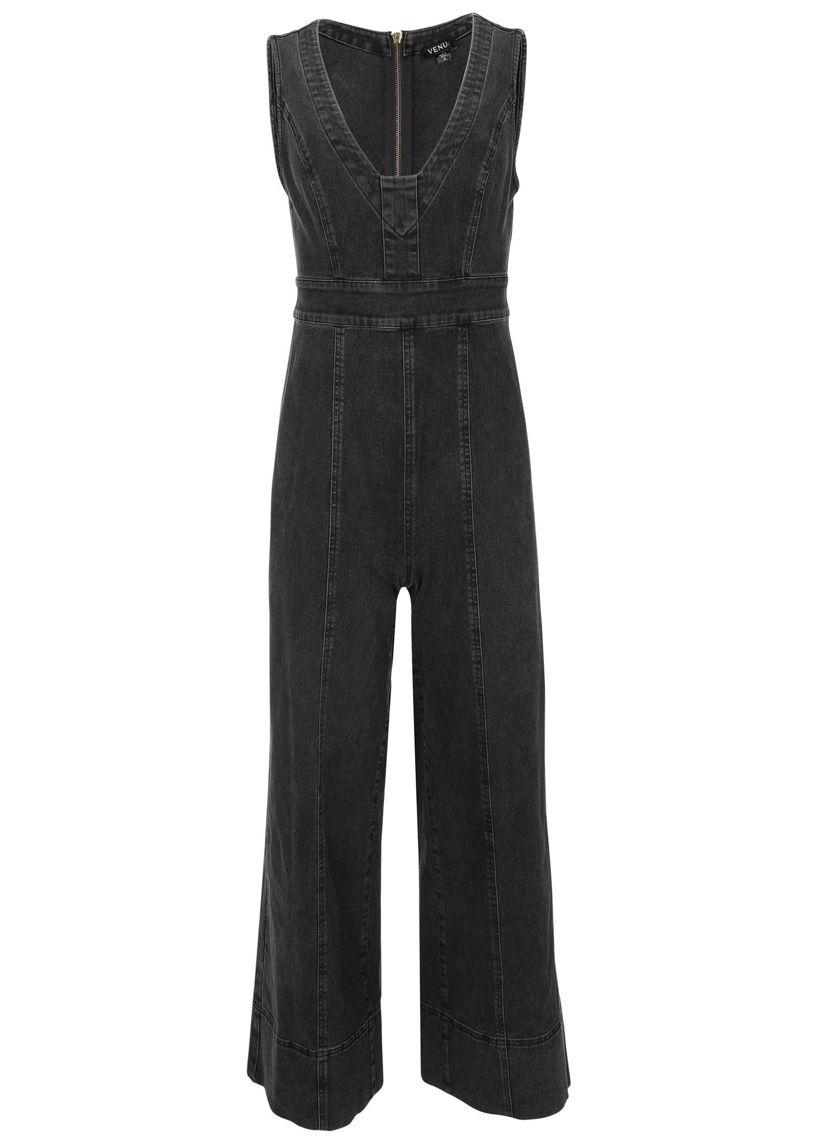 Stretch Denim Jumpsuit - Black Wash - Image 3