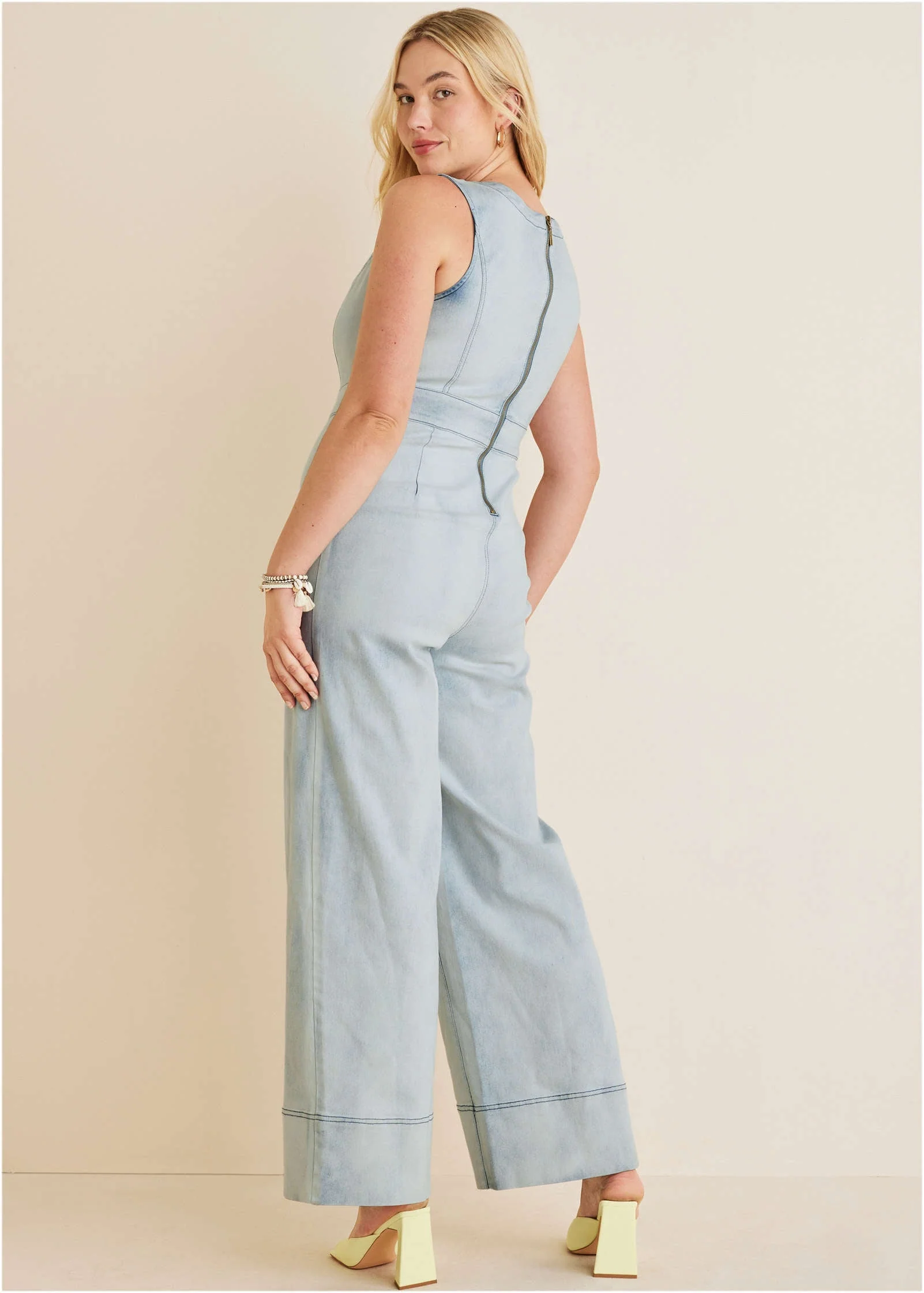 Stretch Denim Jumpsuit - Light Wash - Image 6