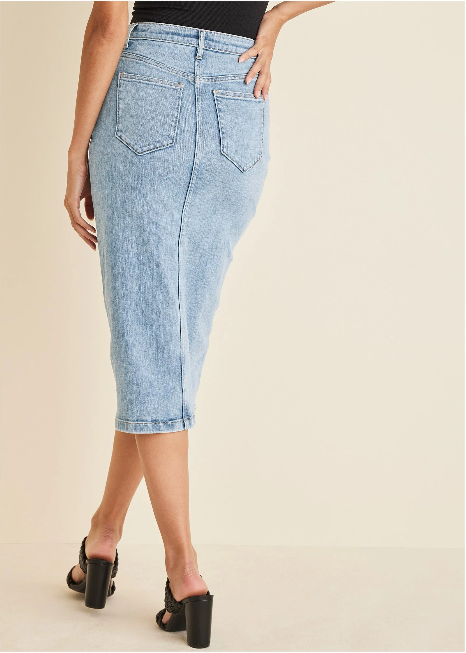 Denim Midi Skirt - Light Wash - Image 3