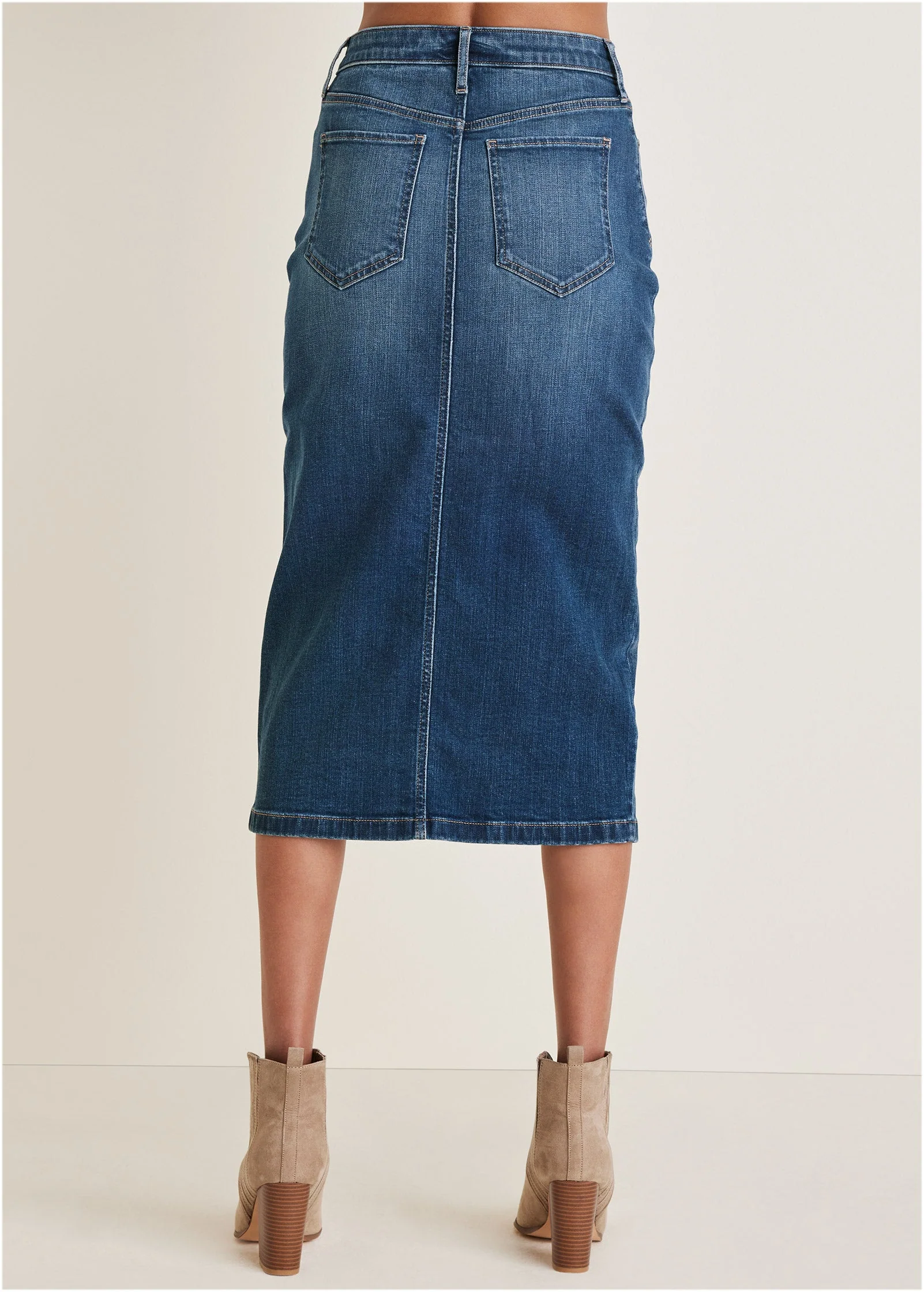 Denim Midi Skirt - Medium Wash - Image 3