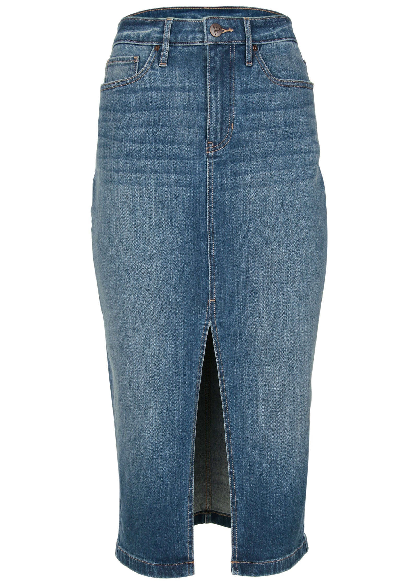 Denim Midi Skirt - Medium Wash - Image 5