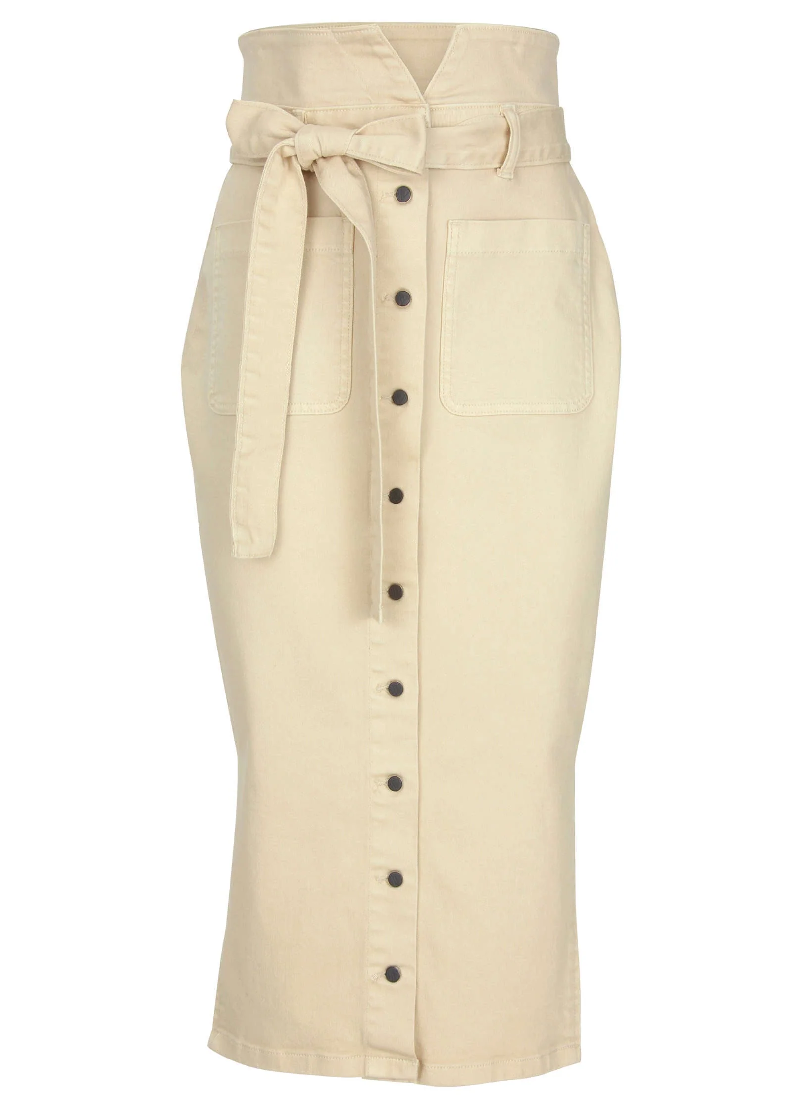 Color Denim Midi Skirt - Cream - Image 7