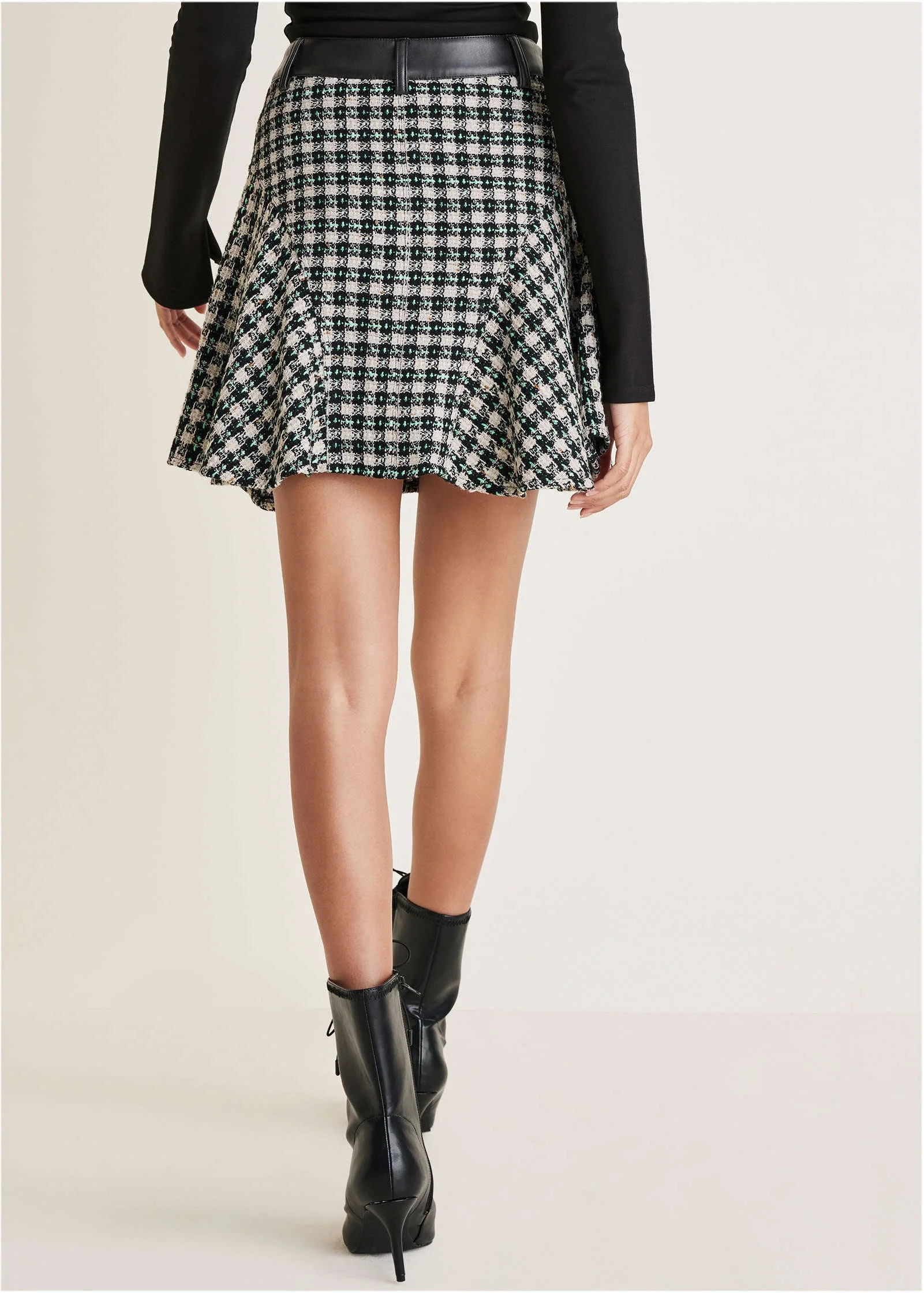 Tweed Flounce Mini Skirt - Black Multi - Image 3