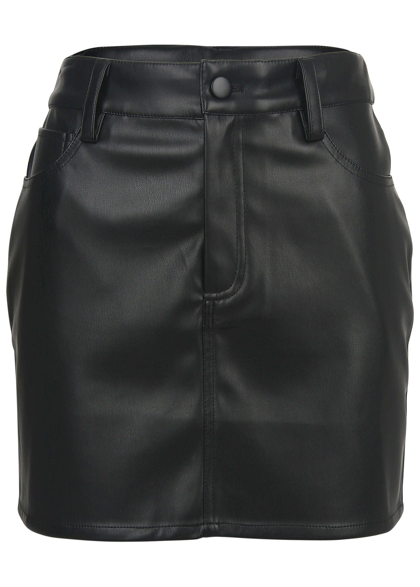 Faux Leather Mini Skirt - Jet Black - Image 5