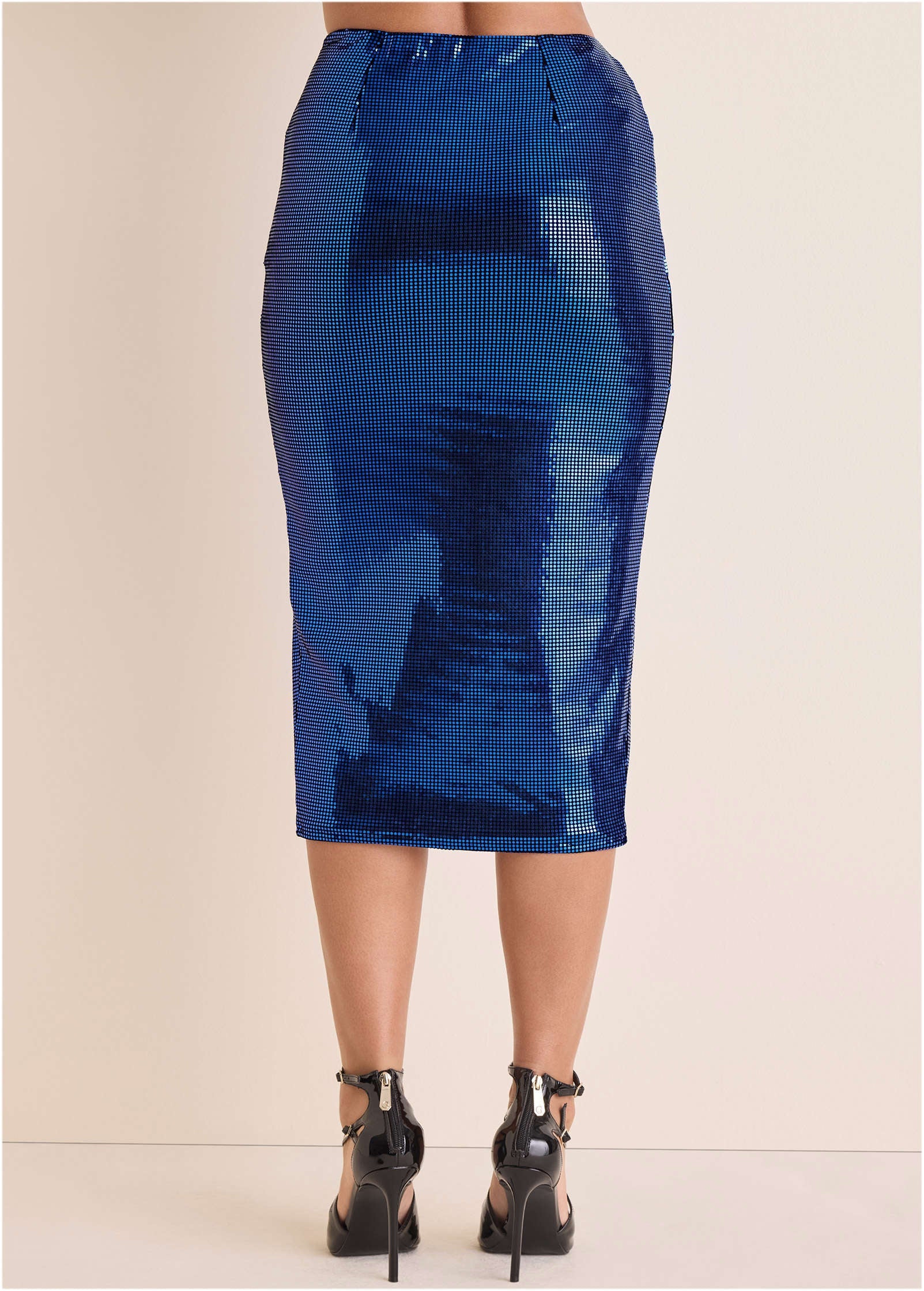 Sequin Midi Skirt - Blue & Black - Image 3