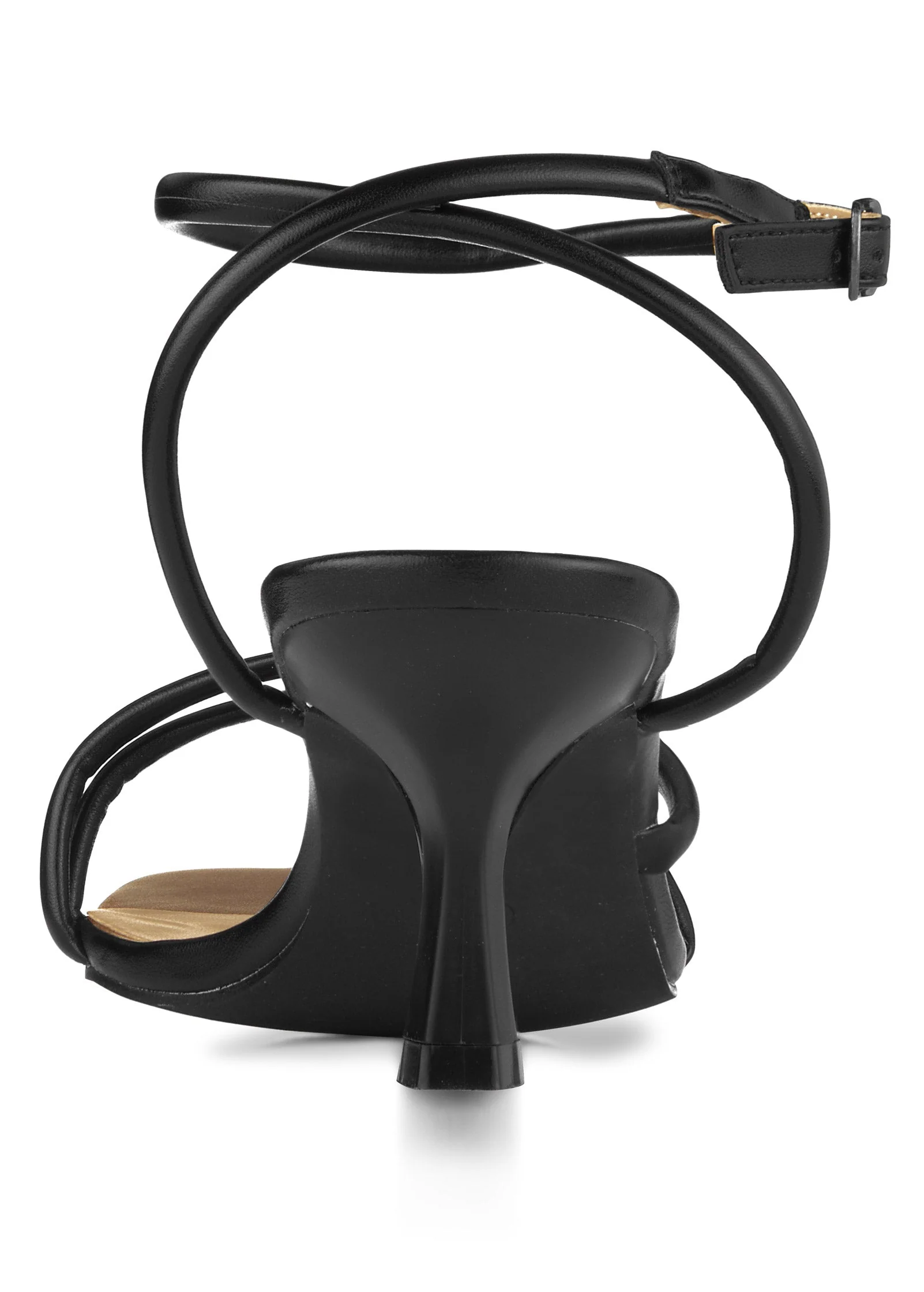 Strappy Kitten Heels - Jet Black - Image 4