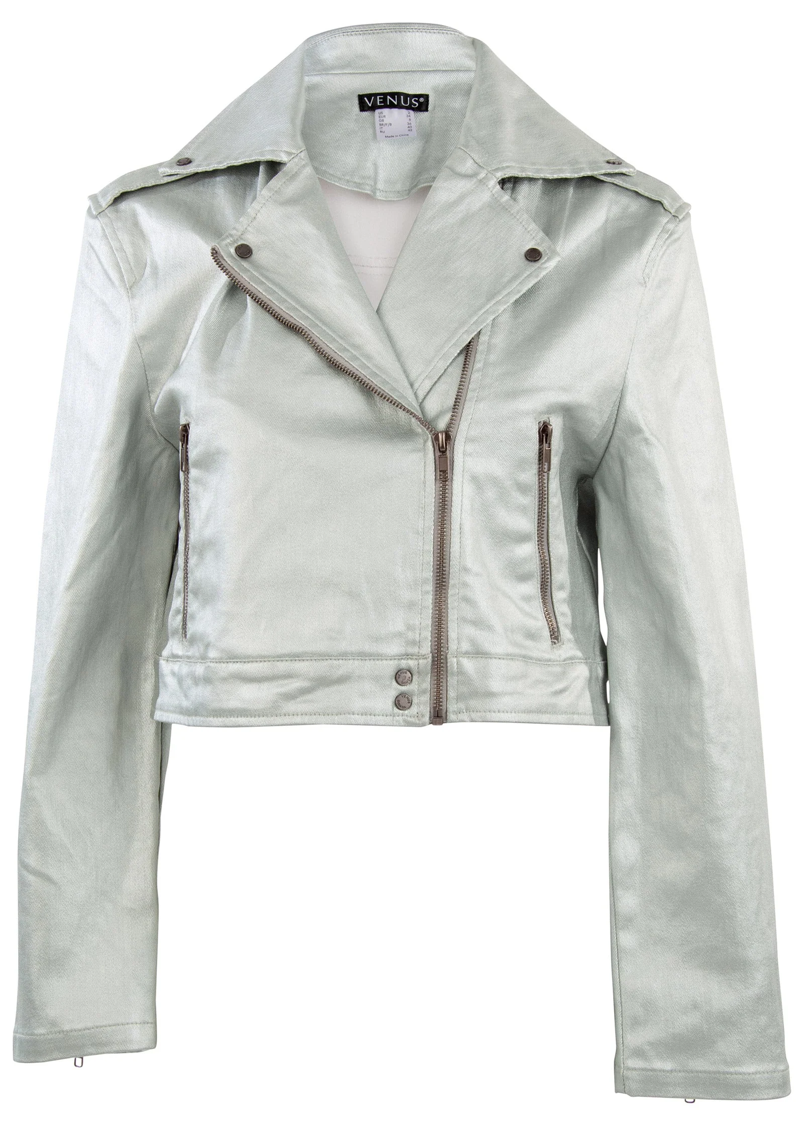 Metallic Moto Jacket - Silver Metallic - Image 3