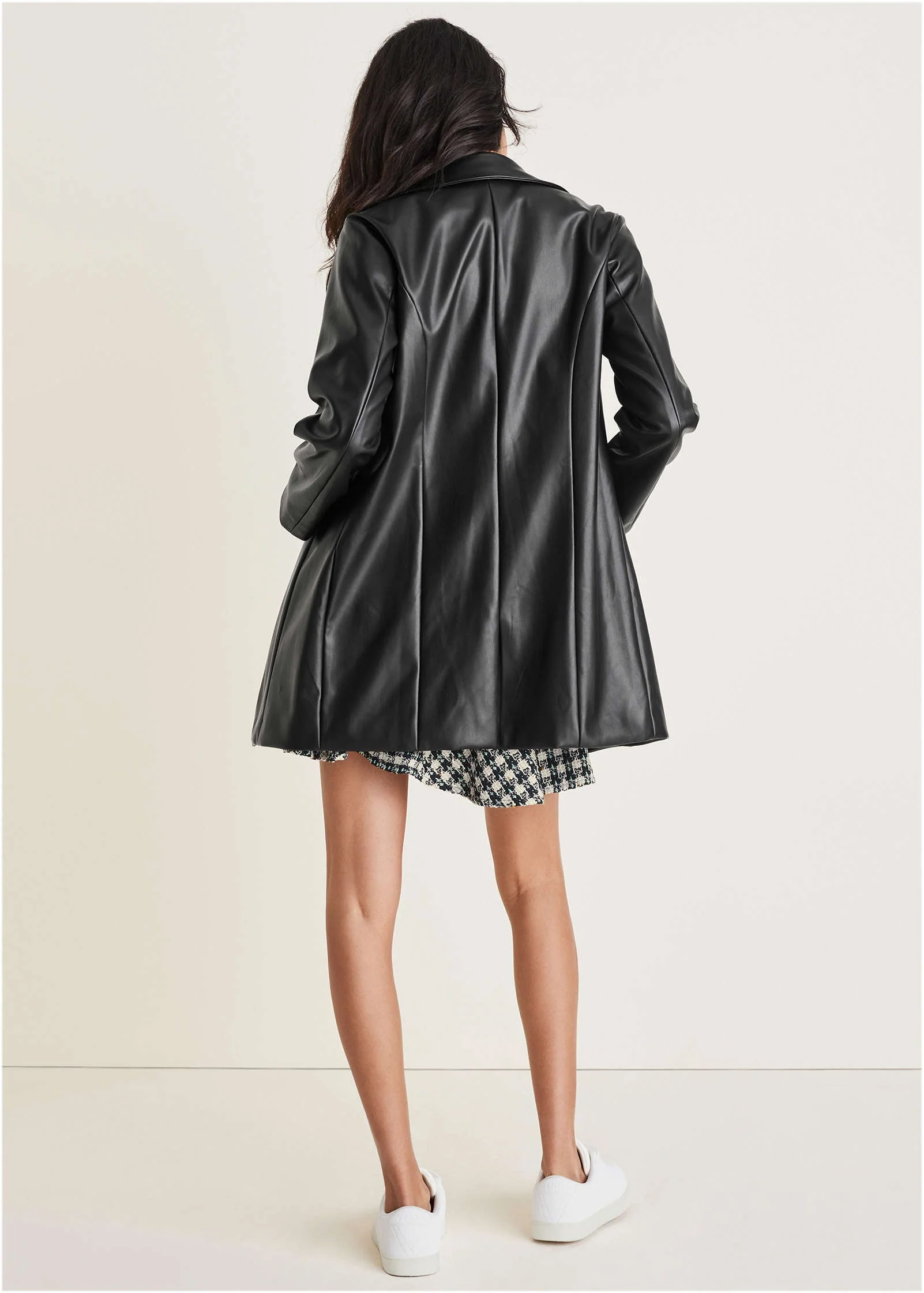 Faux Leather Blazer - Jet Black - Image 4