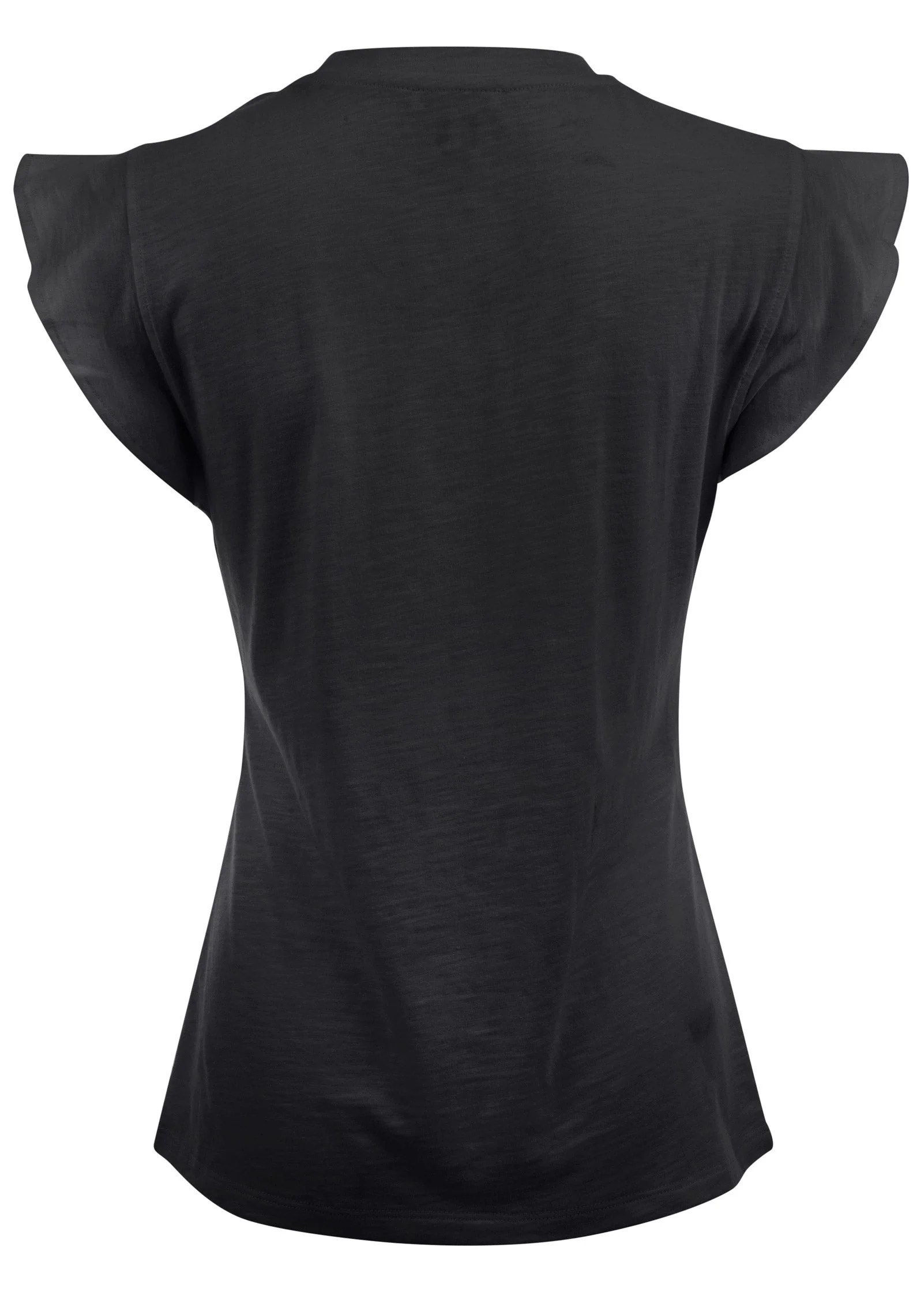 Ruffle Sleeve Tee - Jet Black - Image 5