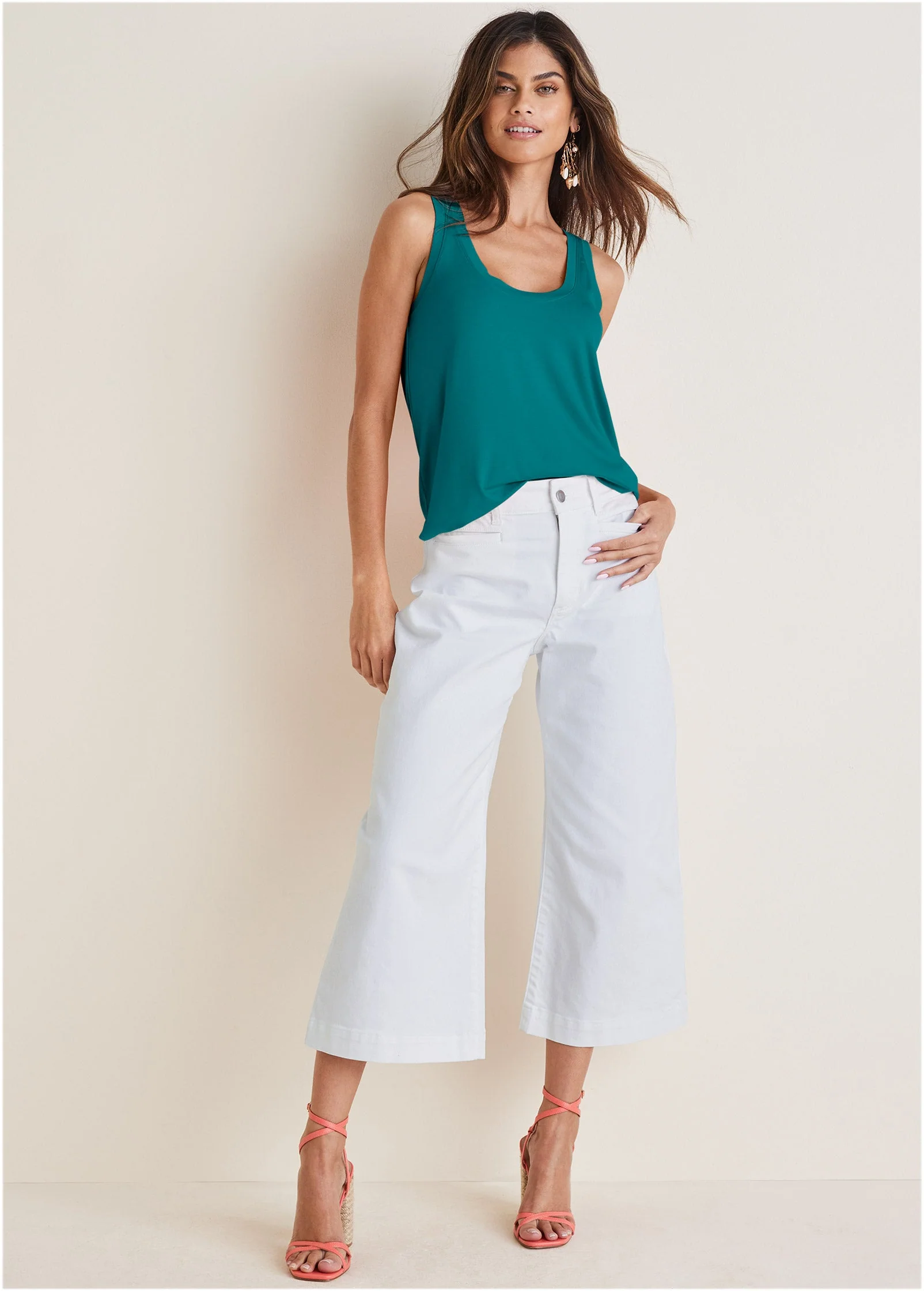 Scoop Neck Tank - Teal - Image 2