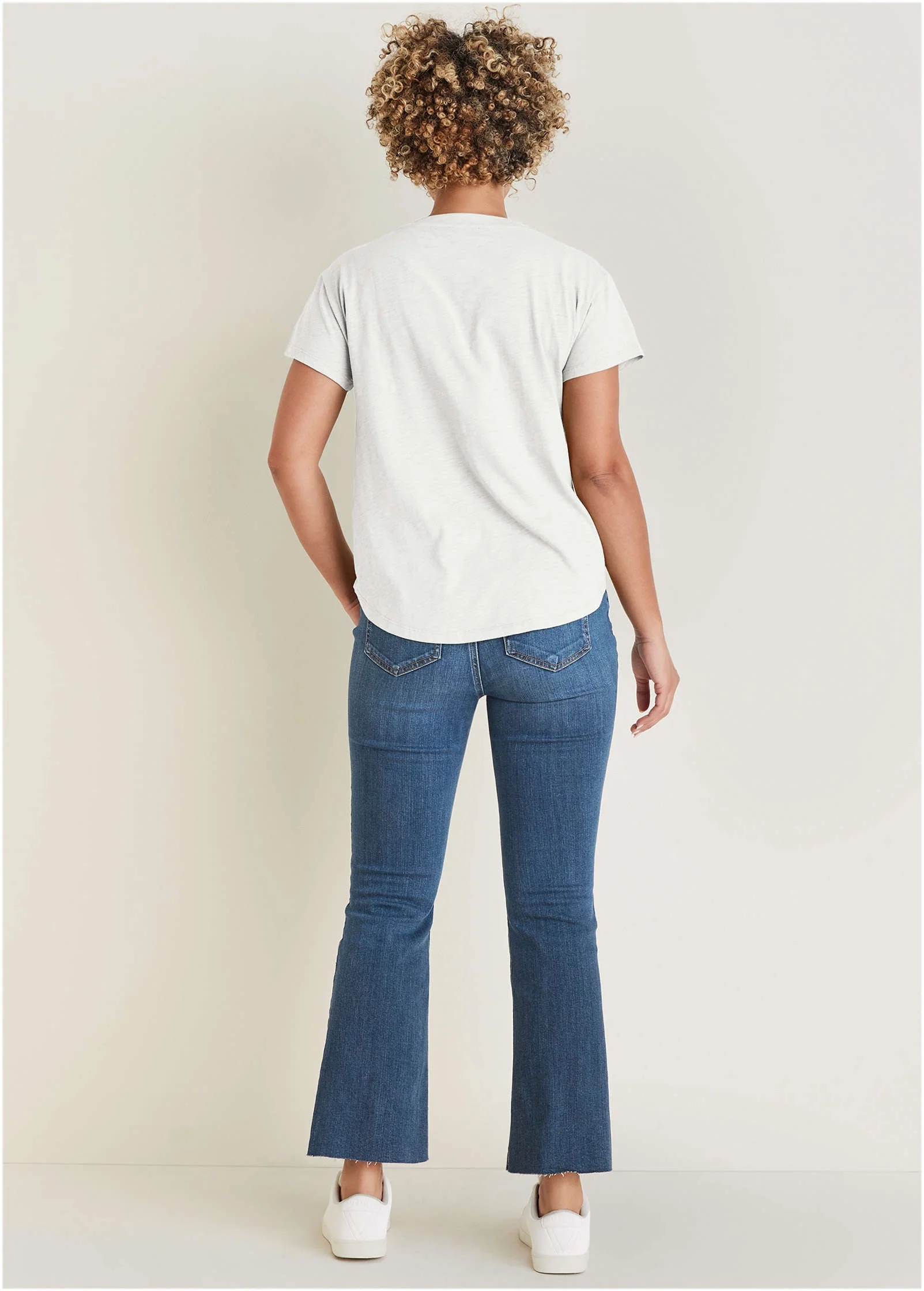 Cotton Slub V-Neck Tee - Cloud Dancer - Image 3