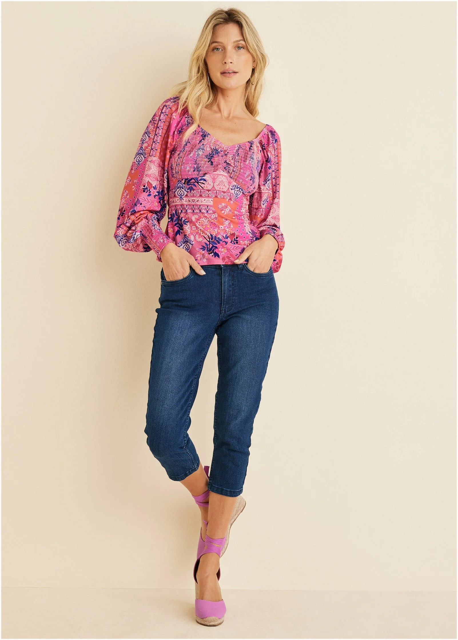 Smocked Printed Top - Bandana Floral - Image 2
