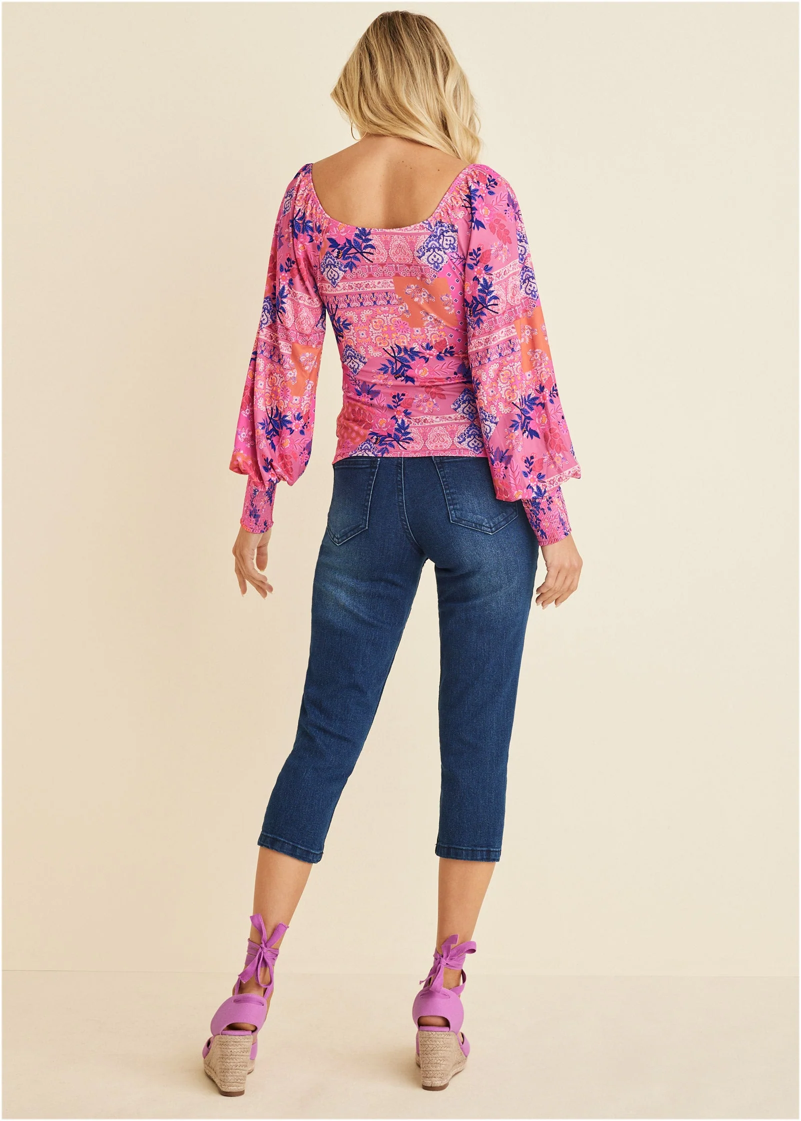Smocked Printed Top - Bandana Floral - Image 3