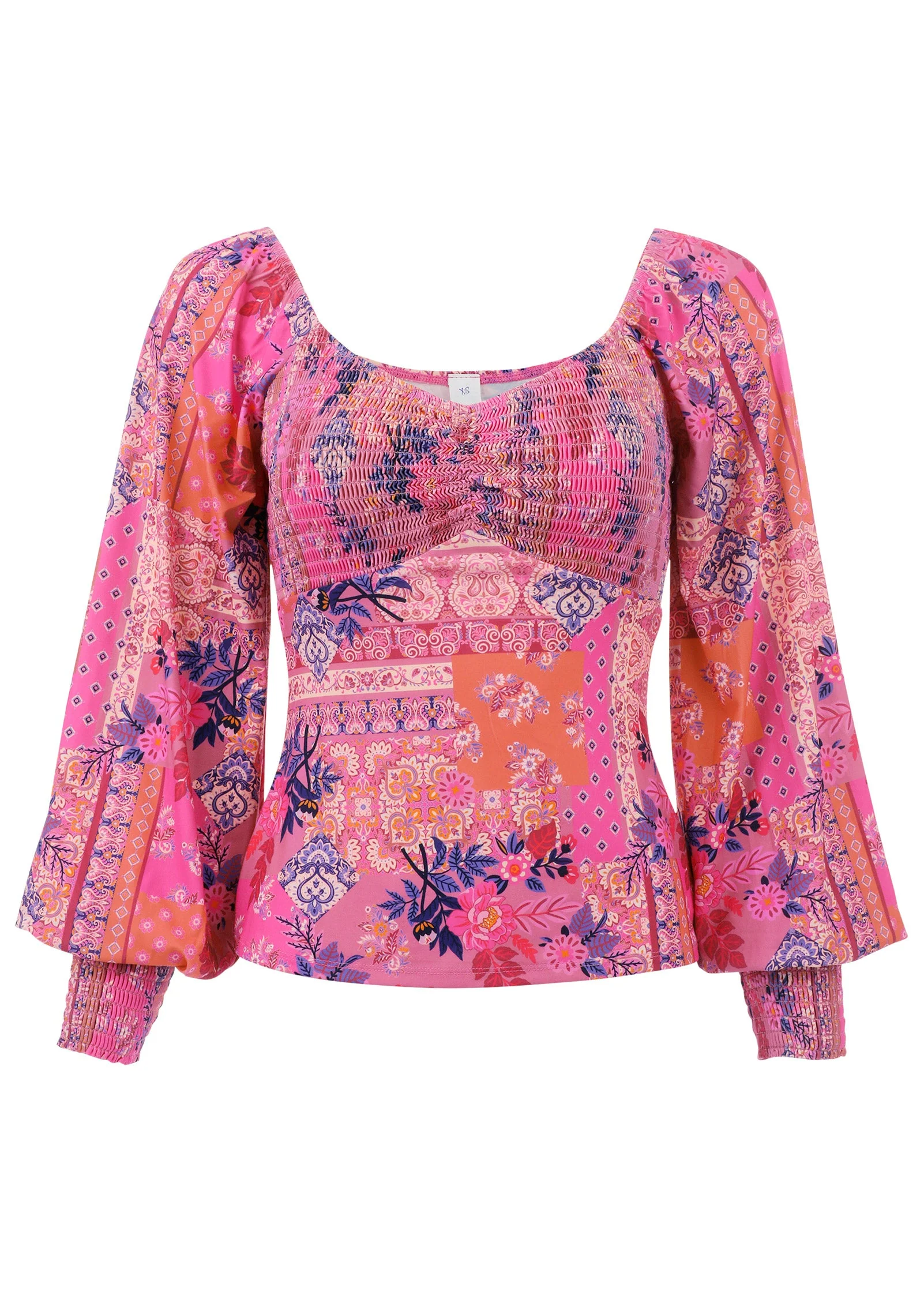 Smocked Printed Top - Bandana Floral - Image 5