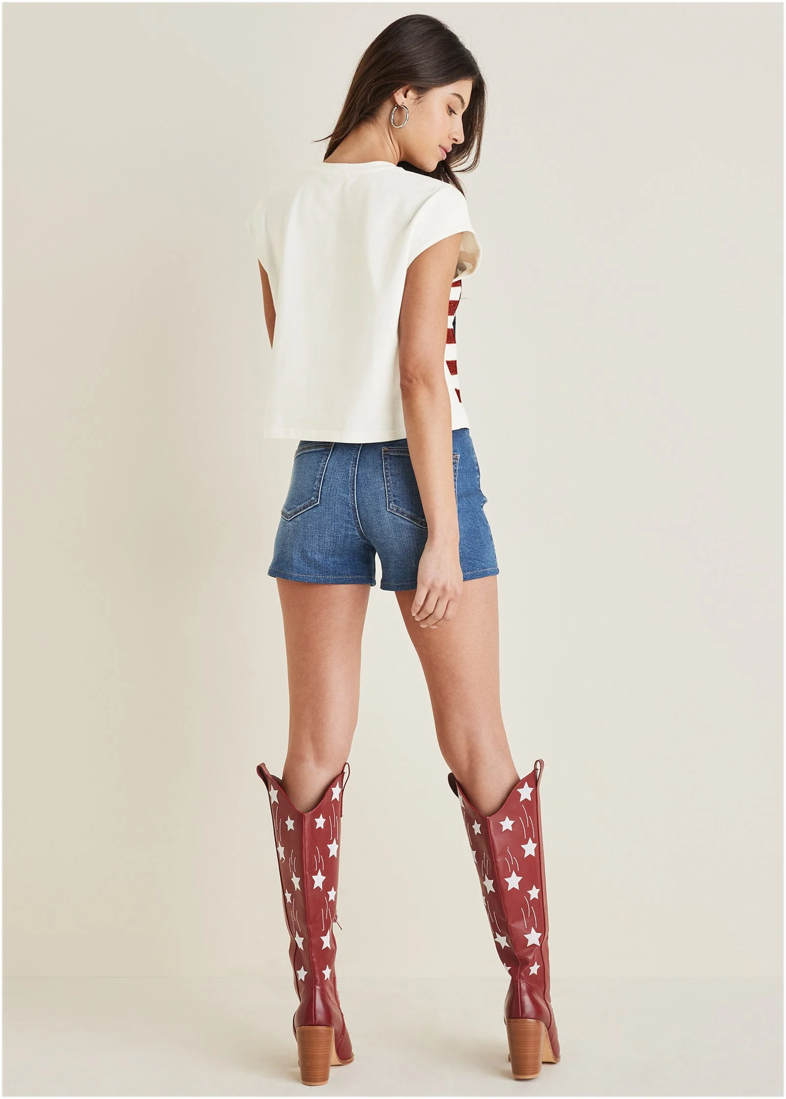Stars And Stripes Sequin Top - Cloud Dancer - Image 3