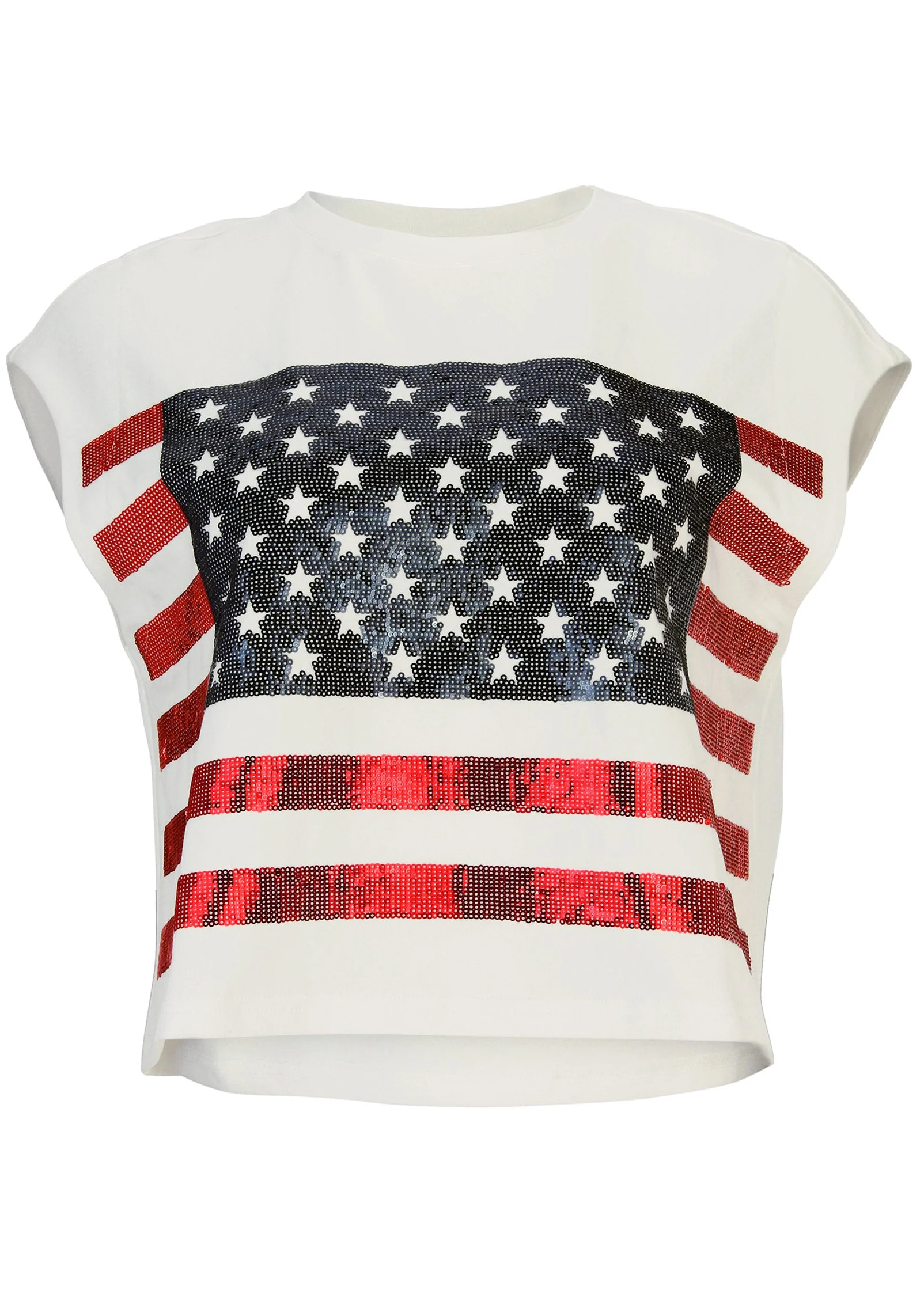 Stars And Stripes Sequin Top - Cloud Dancer - Image 5