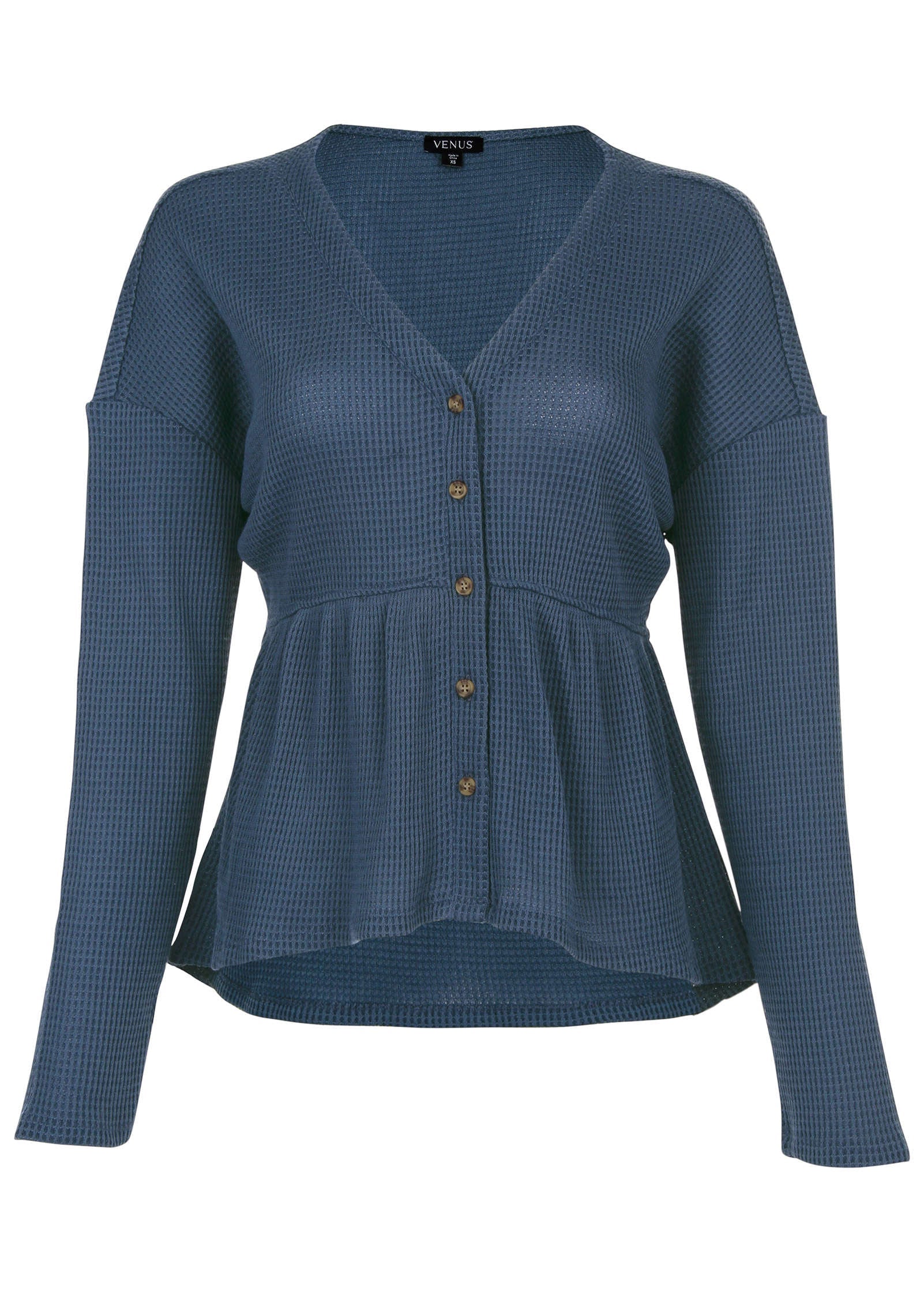 Waffle Babydoll Henley - Vintage Indigo - Image 6