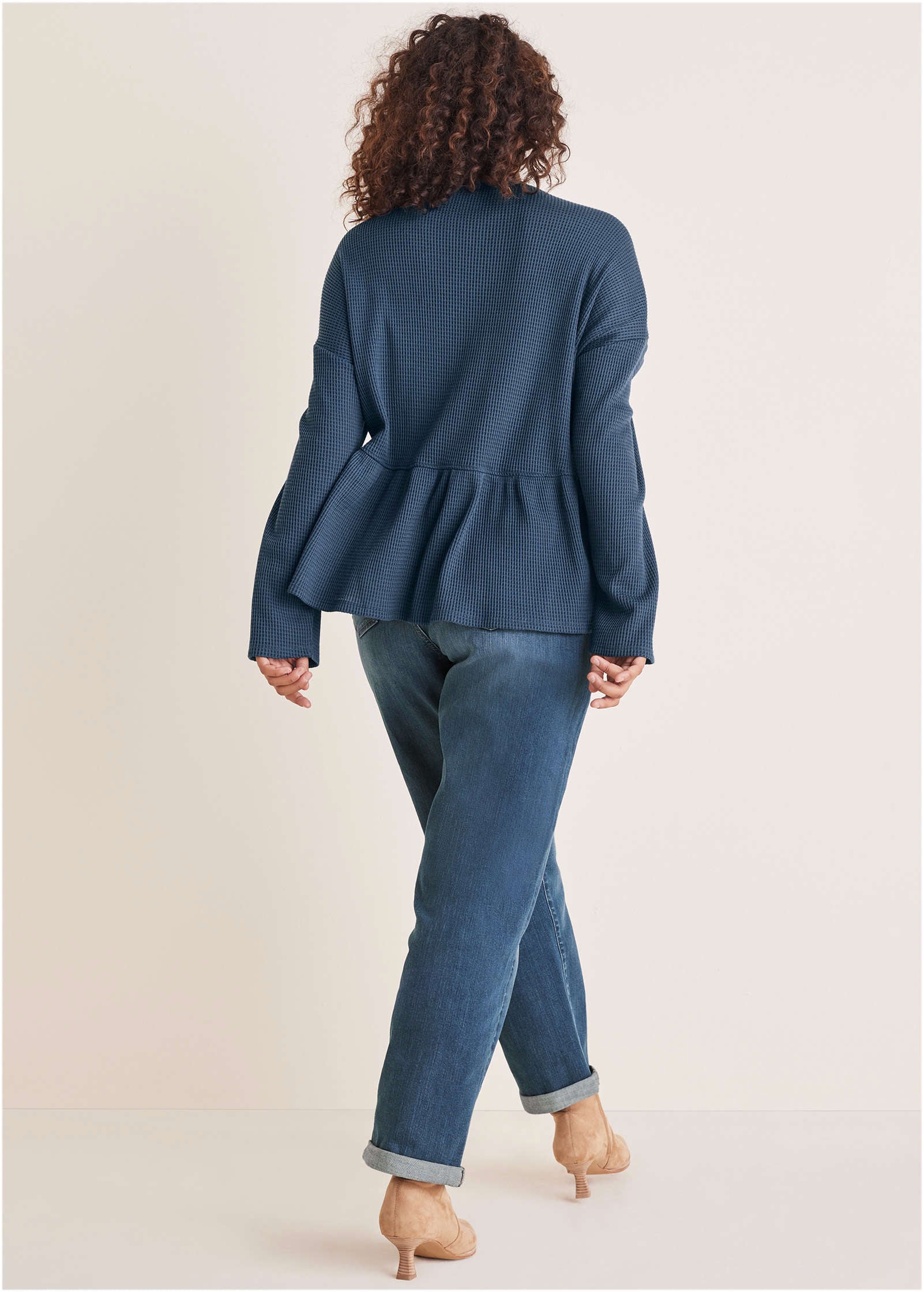 Waffle Babydoll Henley - Vintage Indigo - Image 8