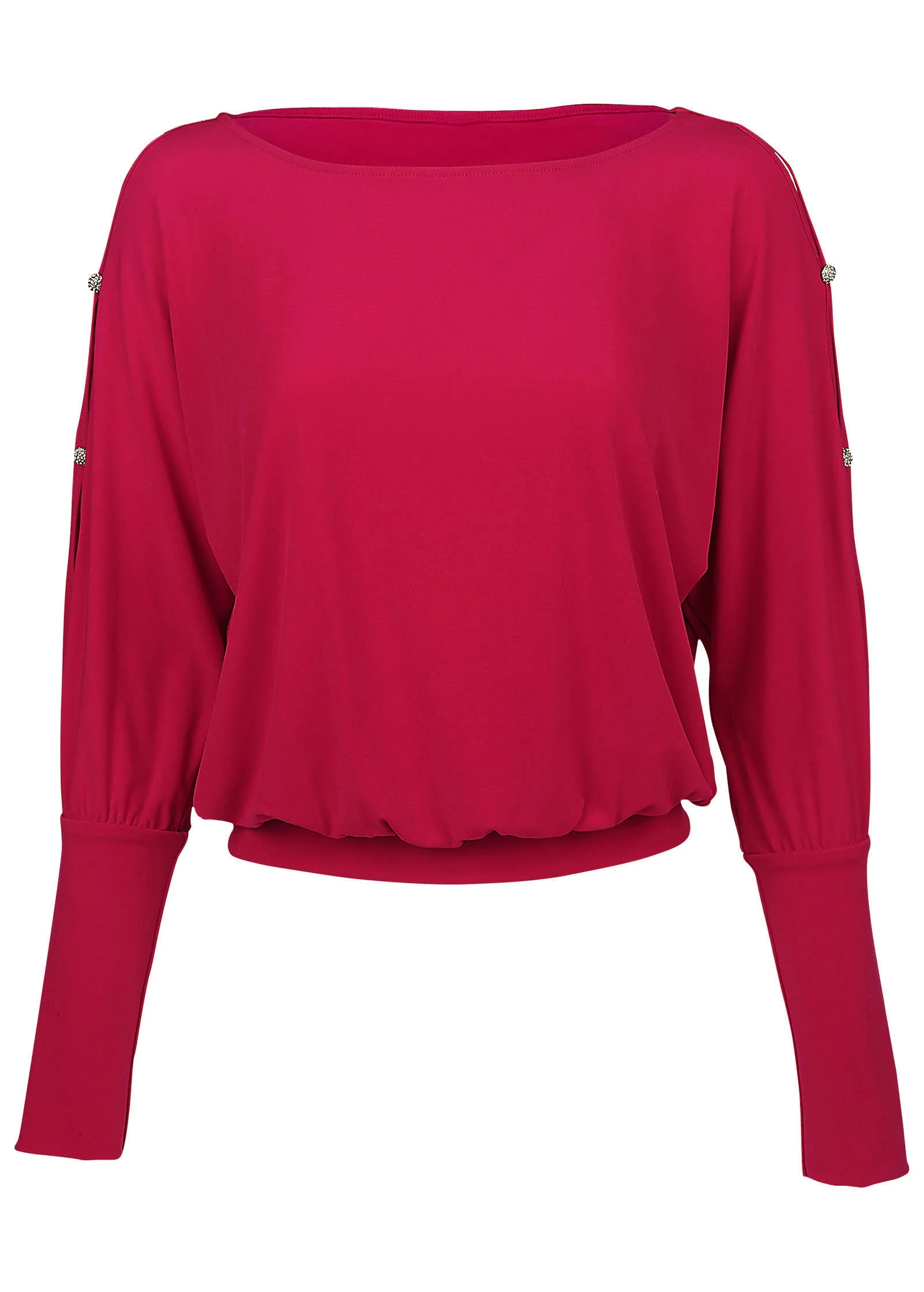 Bling Cold-Shoulder Blouse - Barberry - Image 3
