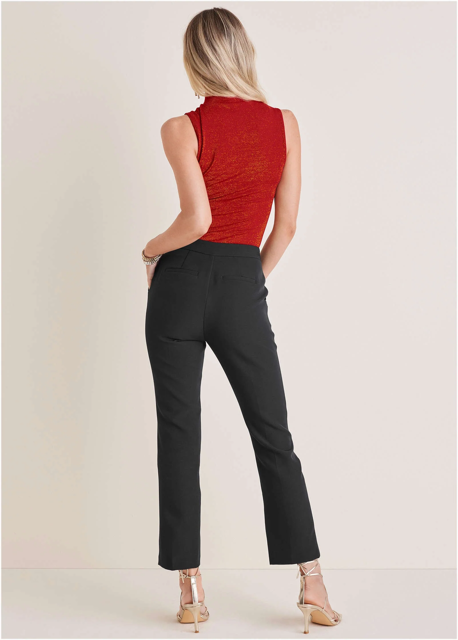 Glitter Knit Mock Neck Tank - Racing Red Glitter Knit - Image 3