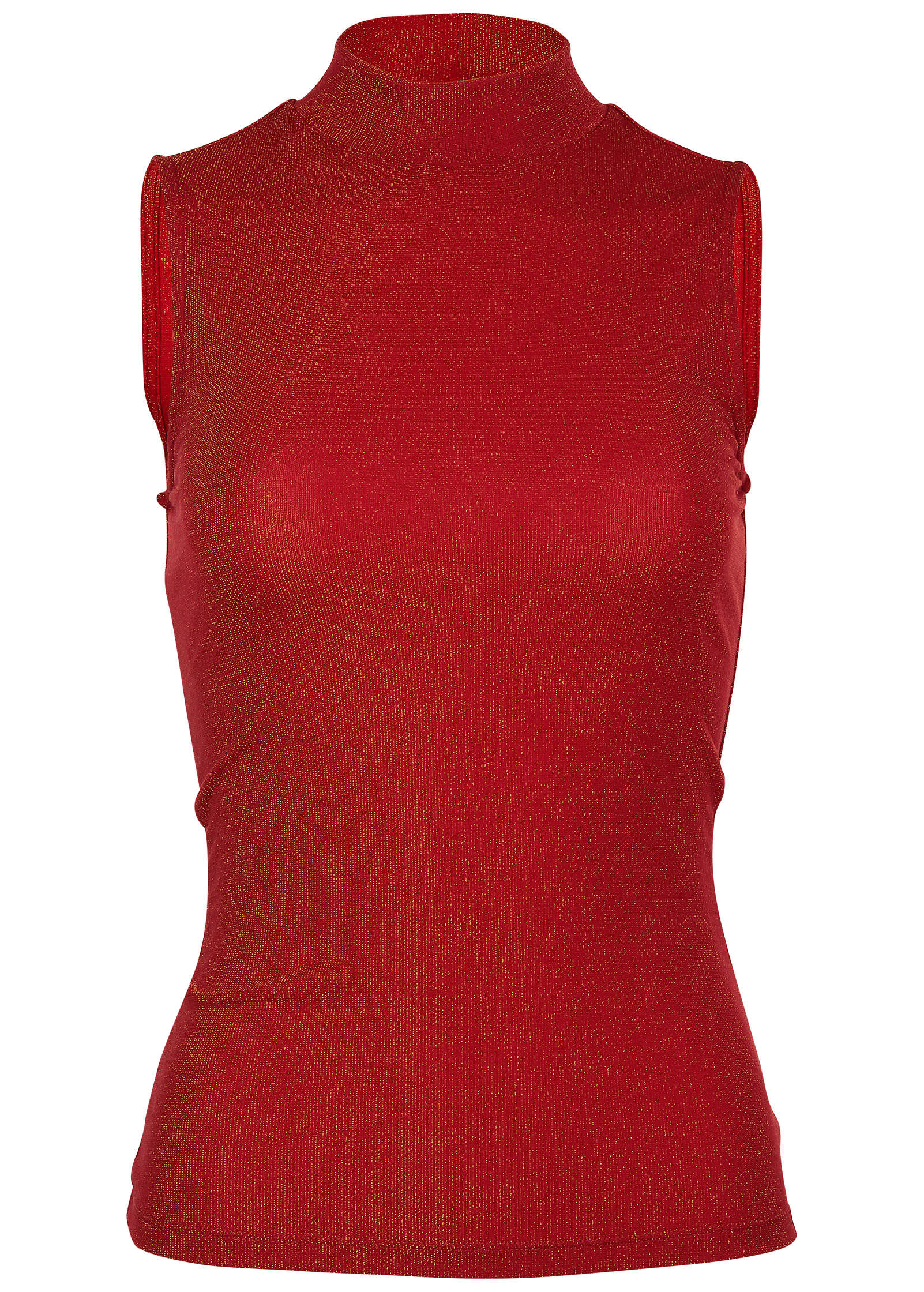 Glitter Knit Mock Neck Tank - Racing Red Glitter Knit - Image 5