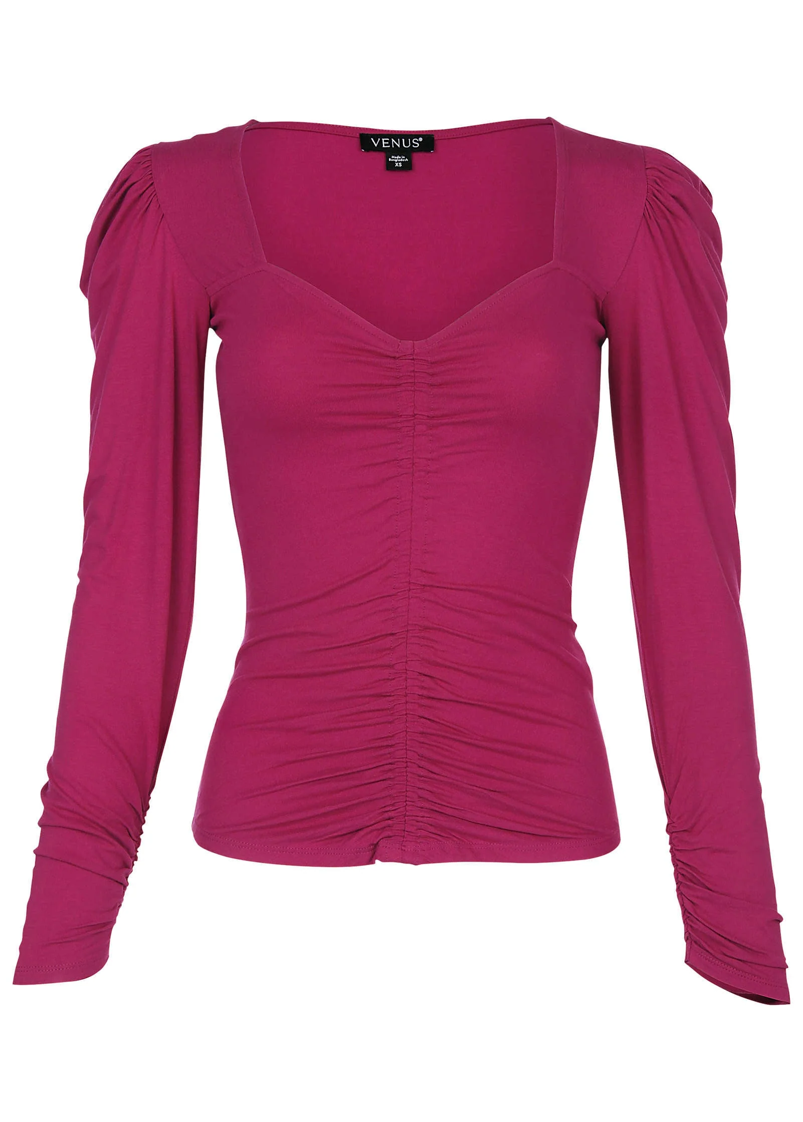 Sweetheart Ruched Long Sleeve Top - Vivacious - Image 3