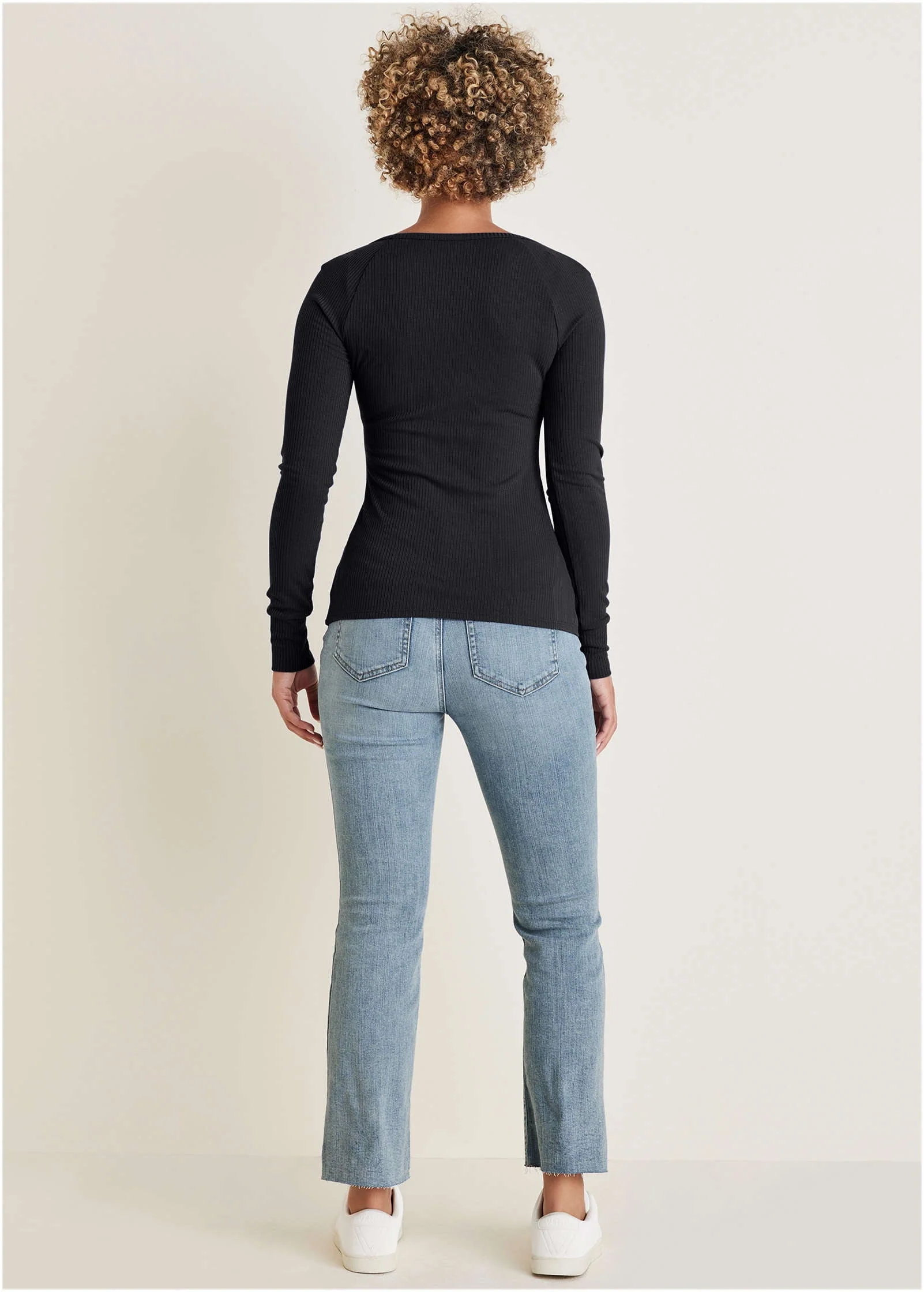 Long Sleeve Henley Tee - Jet Black - Image 3