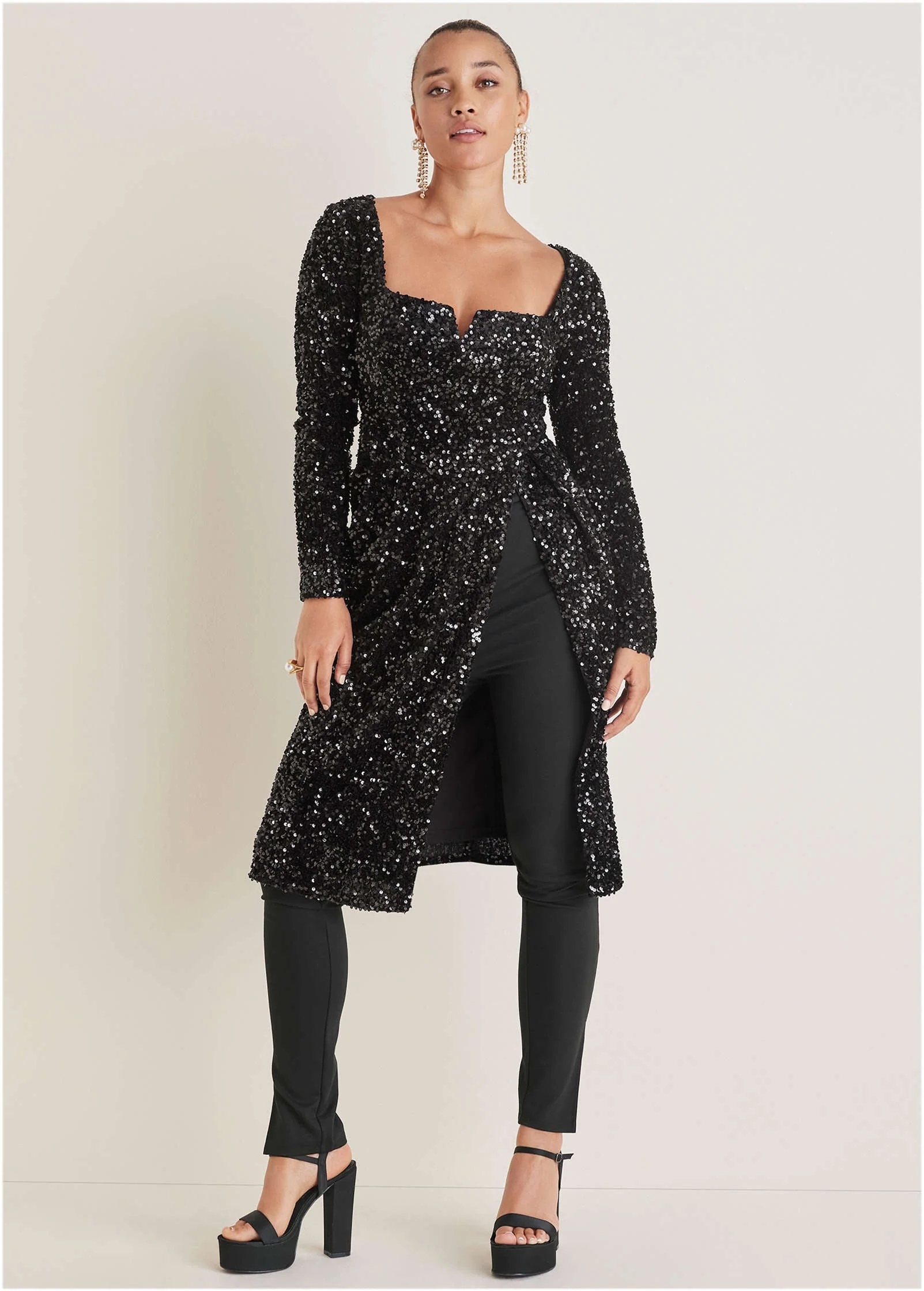 Sequin Velvet Maxi Top - Jet Black - Image 2