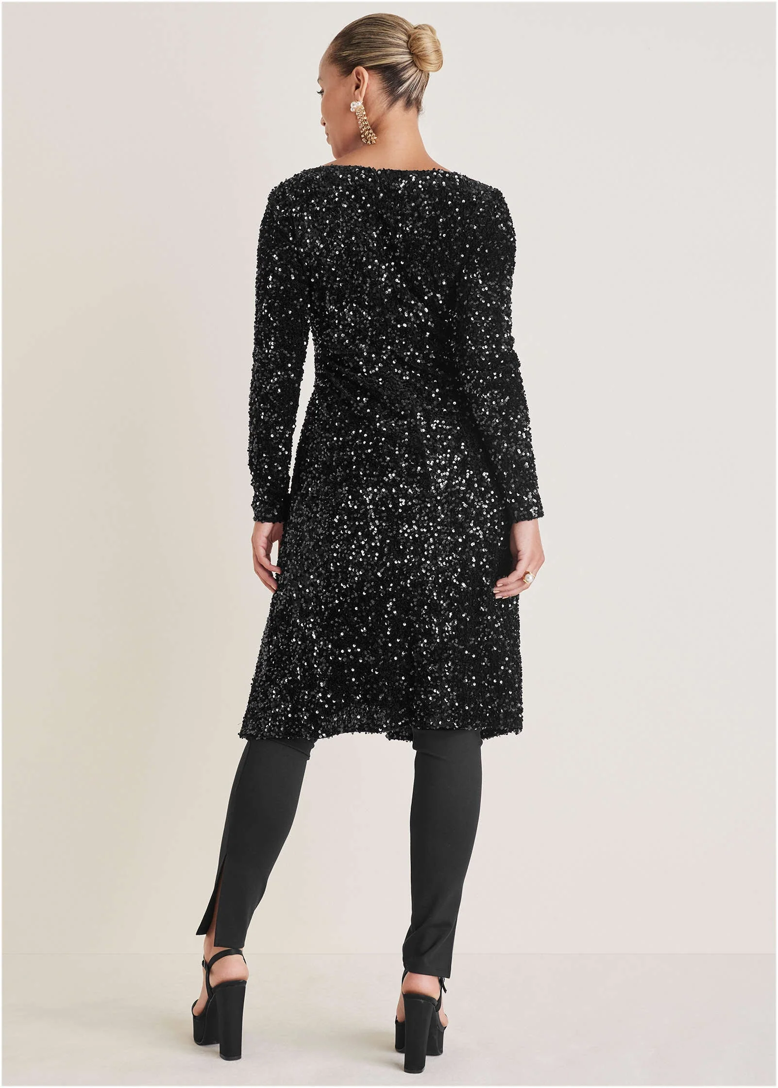 Sequin Velvet Maxi Top - Jet Black - Image 3