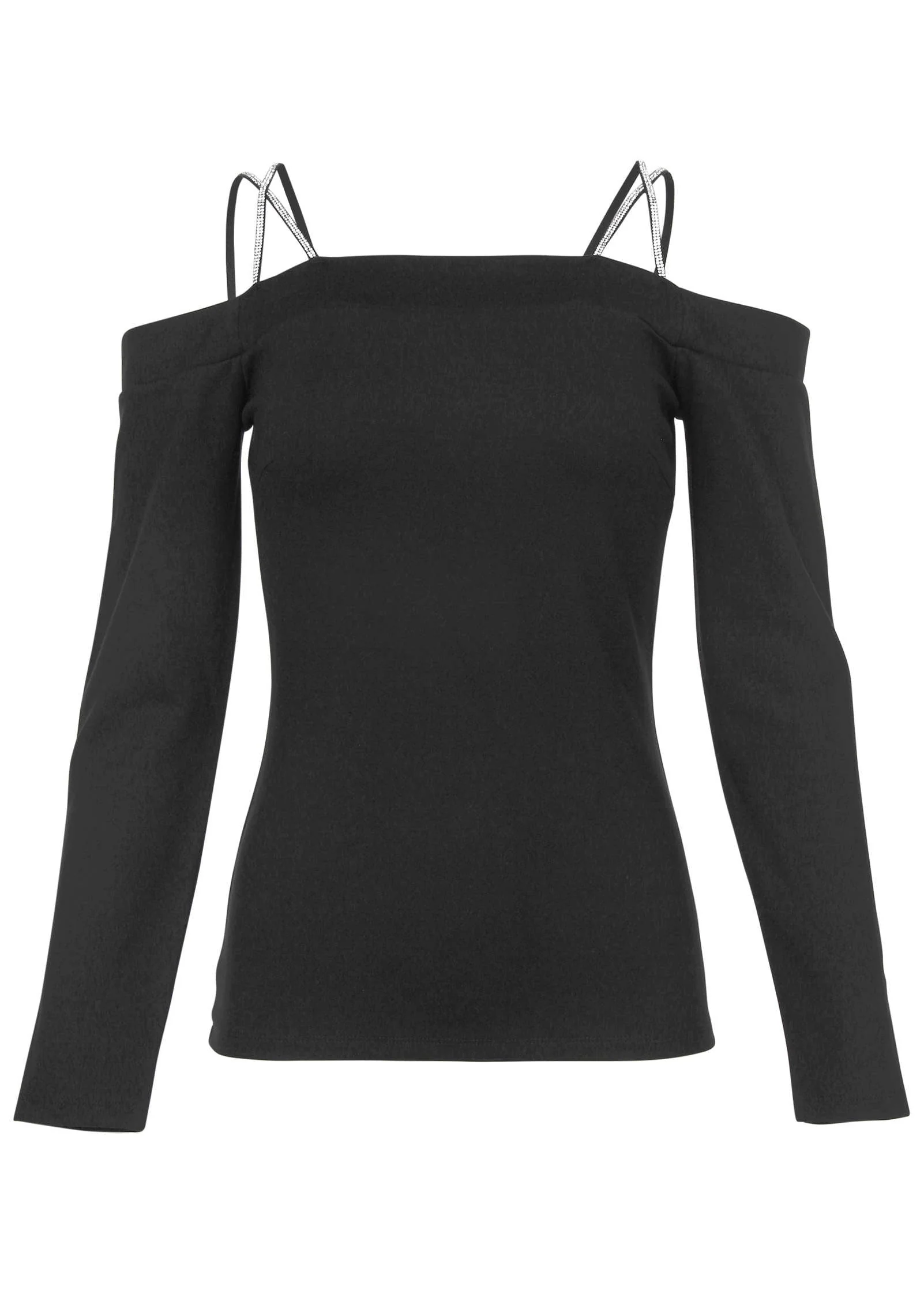 Rhinestone Strappy Top - Jet Black - Image 5
