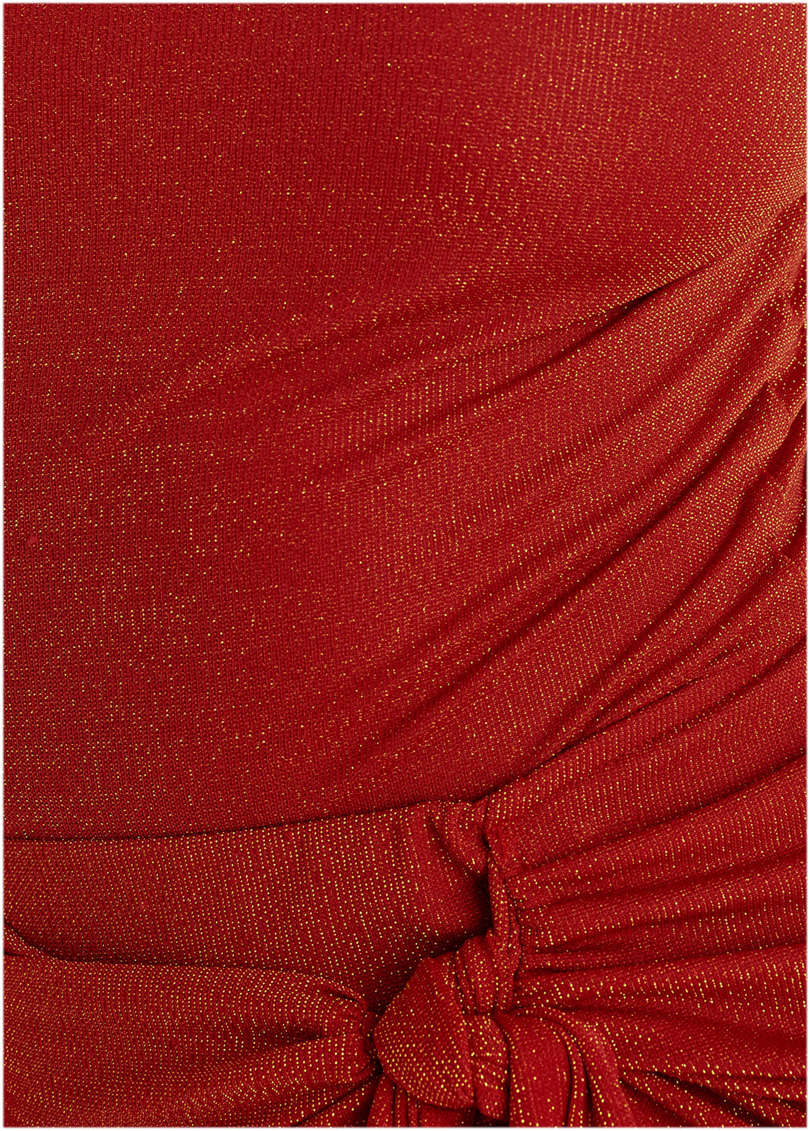 Glitter Knit One Shoulder Top - Racing Red Glitter Knit - Image 5