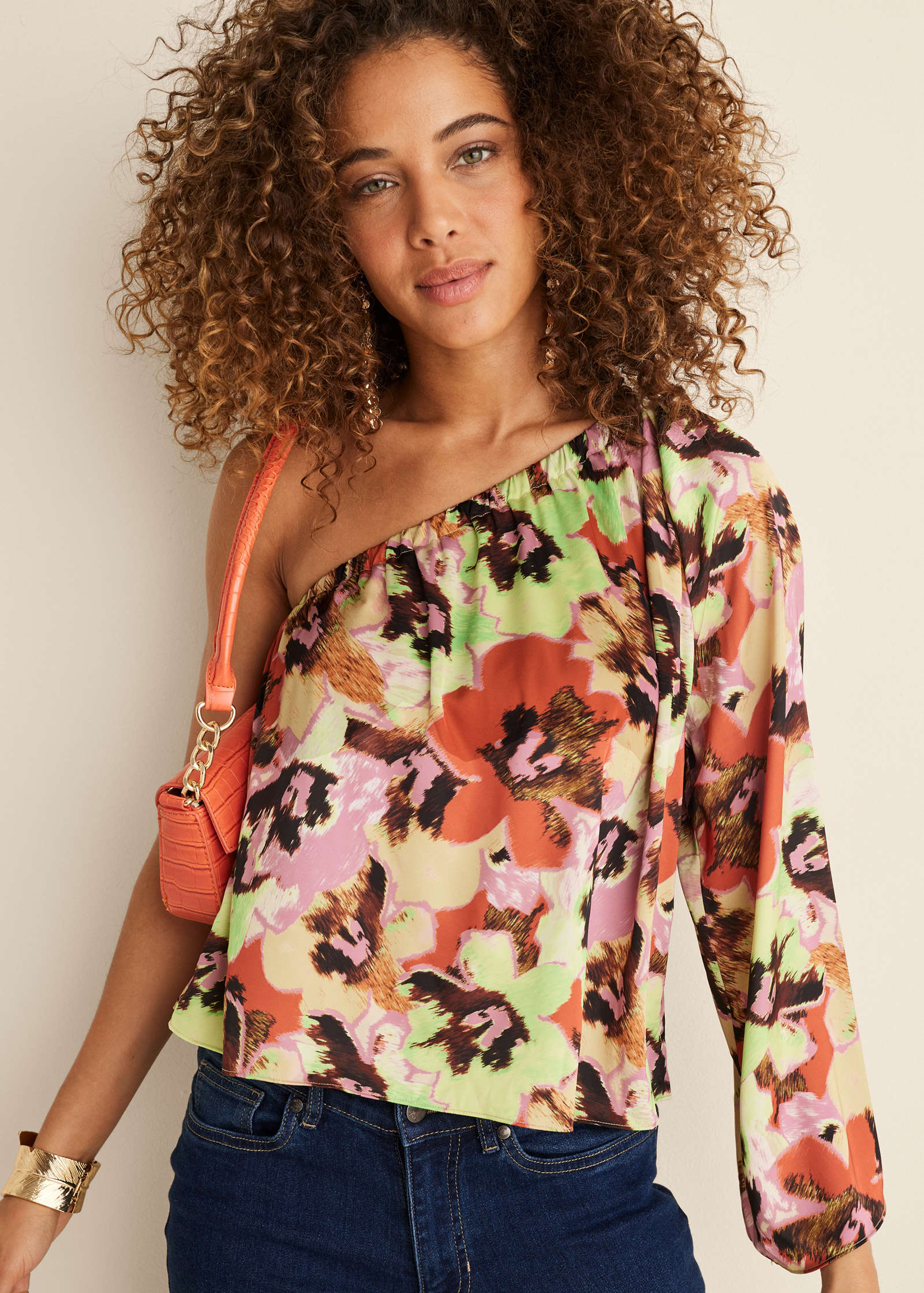 One Shoulder Top - Blurred Bouquet - Image 2