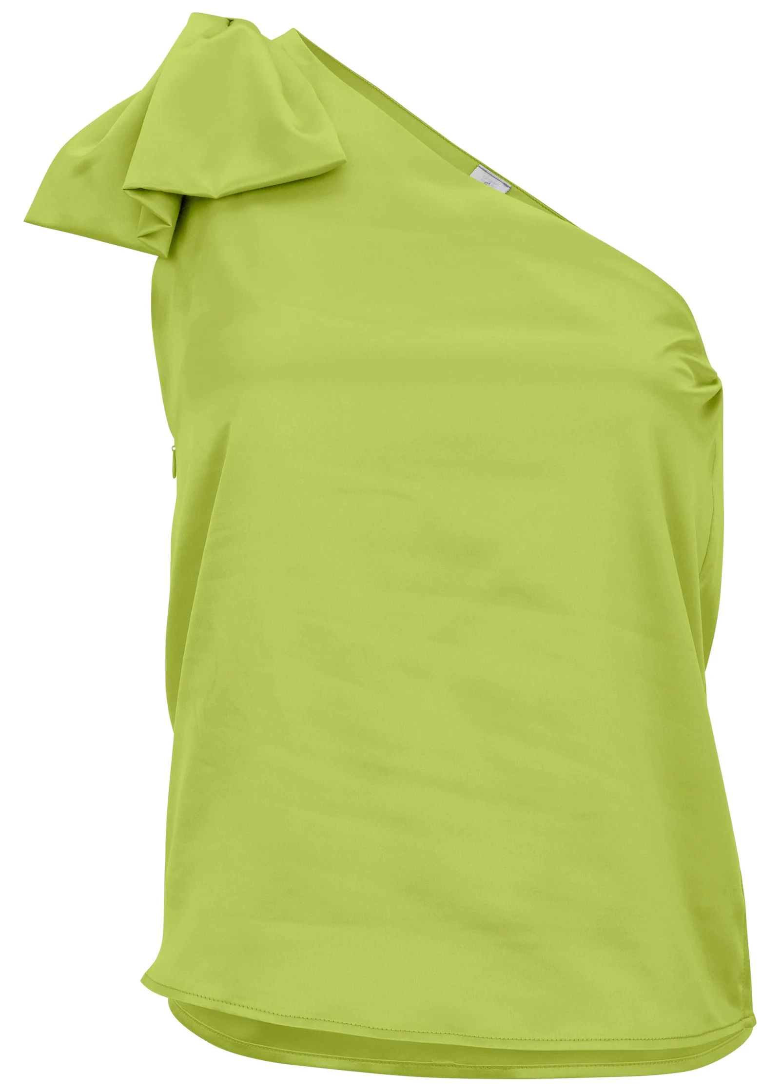 Bow Detail One-Shoulder Top - Lime - Image 5