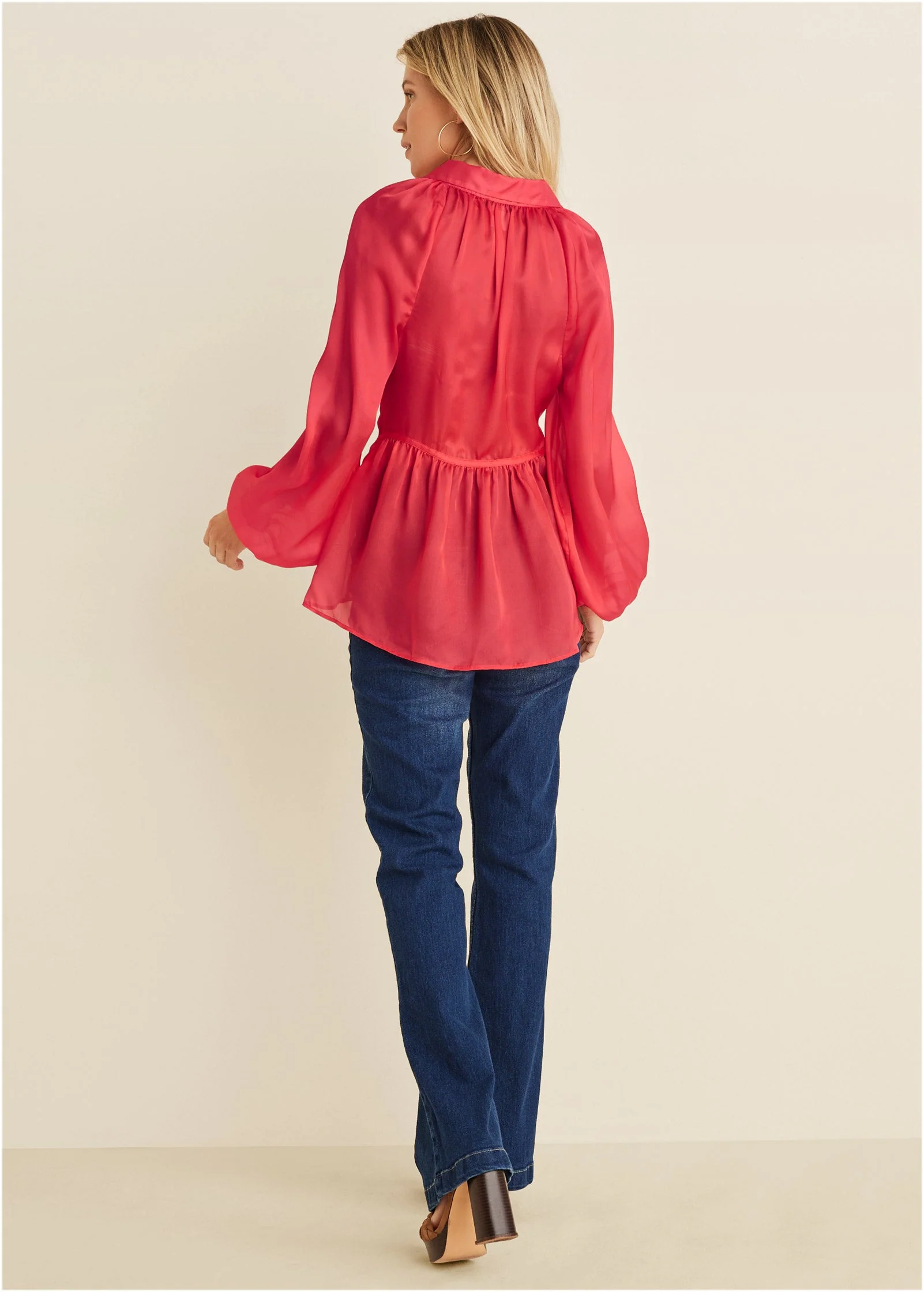 High-Low Blouse - Red - Image 2