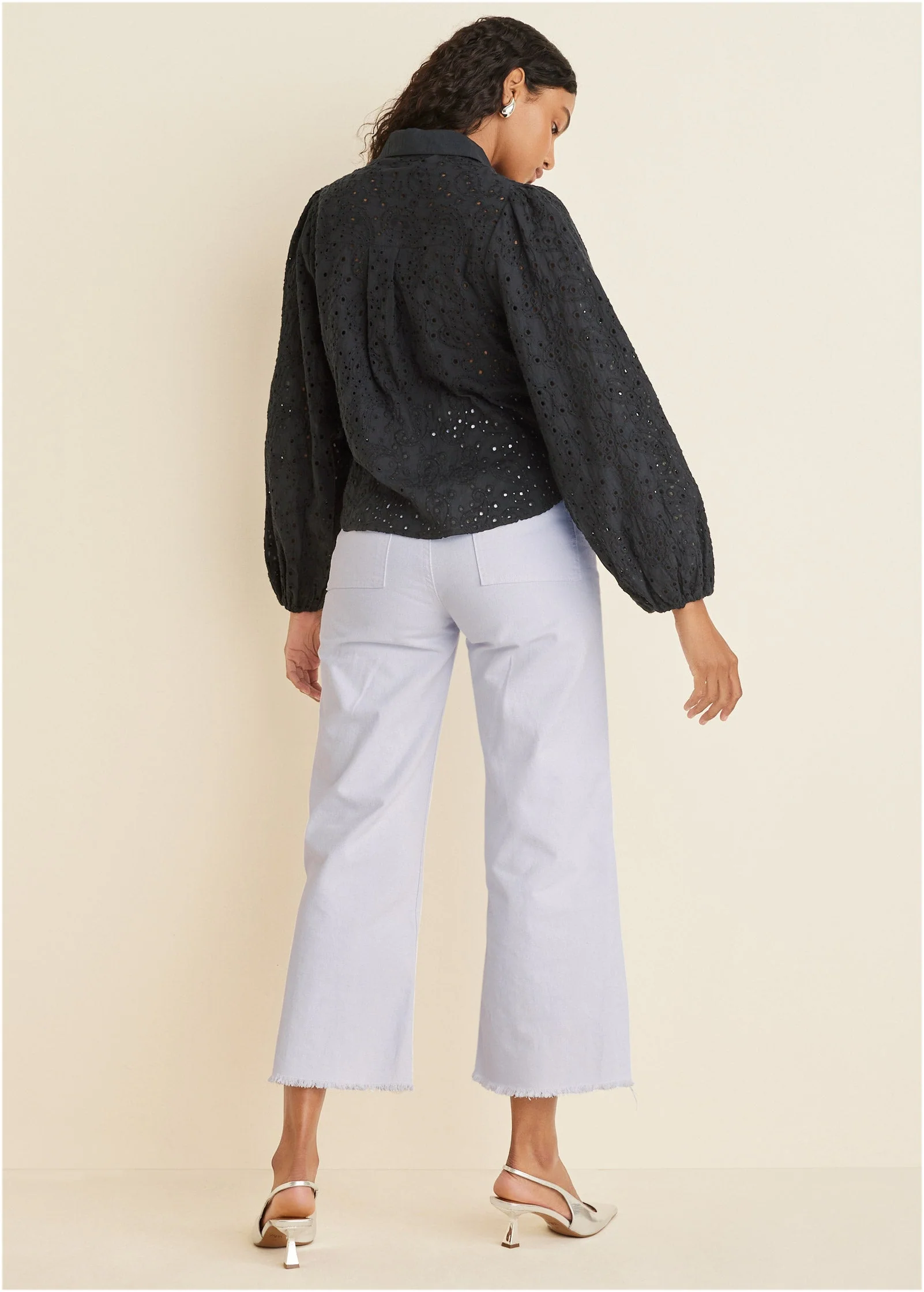 Paisley Eyelet Blouse - Black - Image 2
