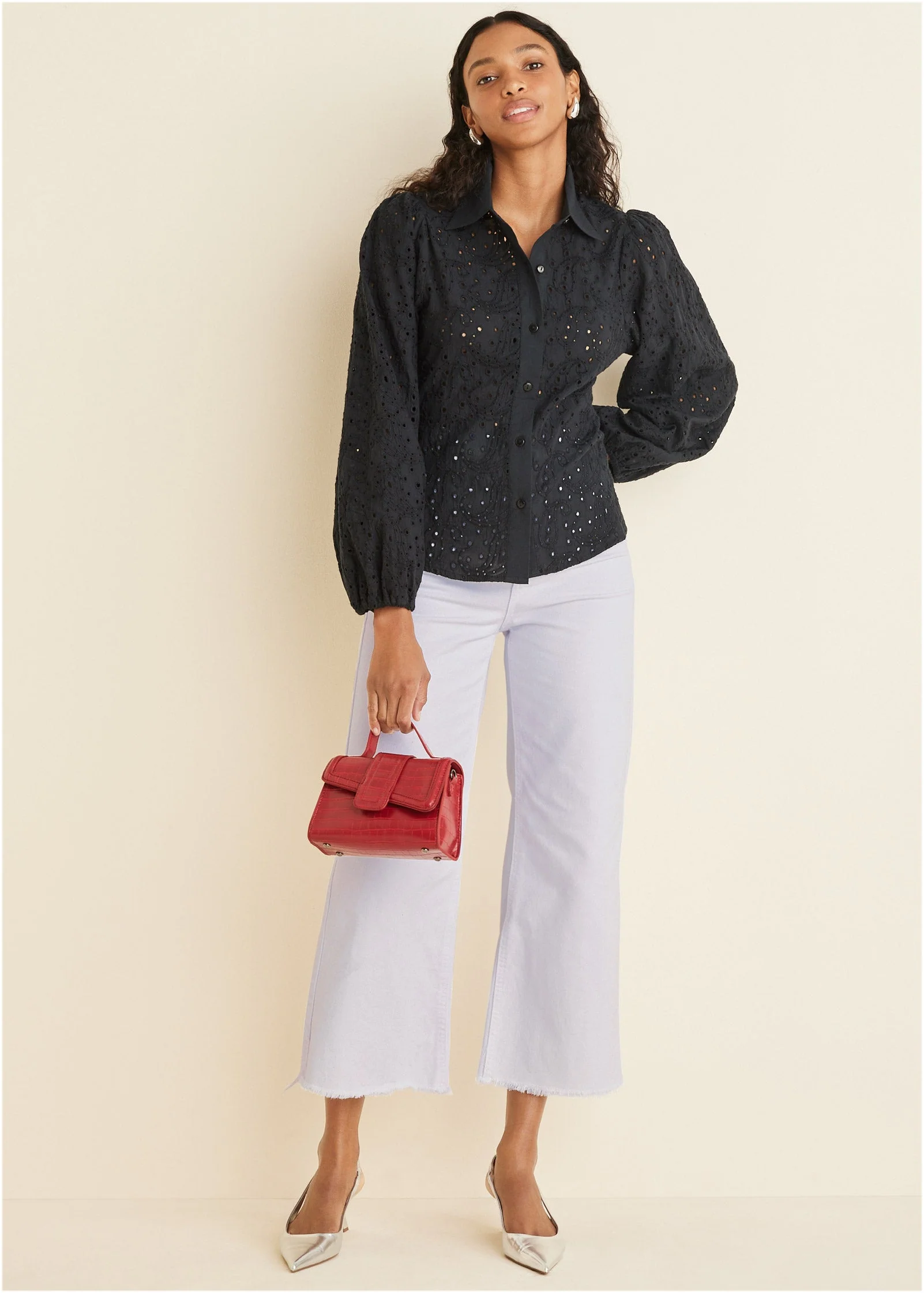 Paisley Eyelet Blouse - Black - Image 3