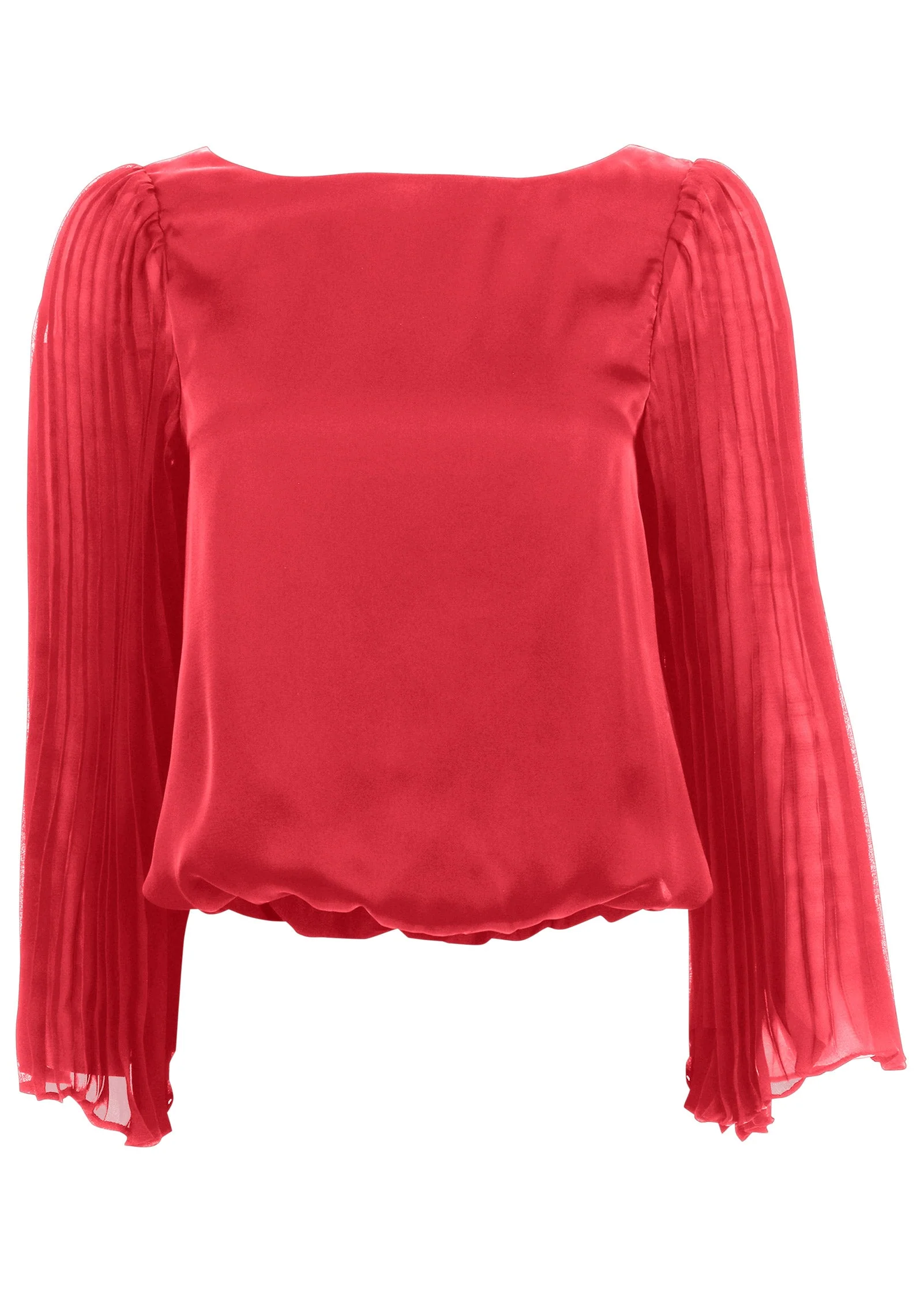 Pleated Sleeve Top - Red - Image 3