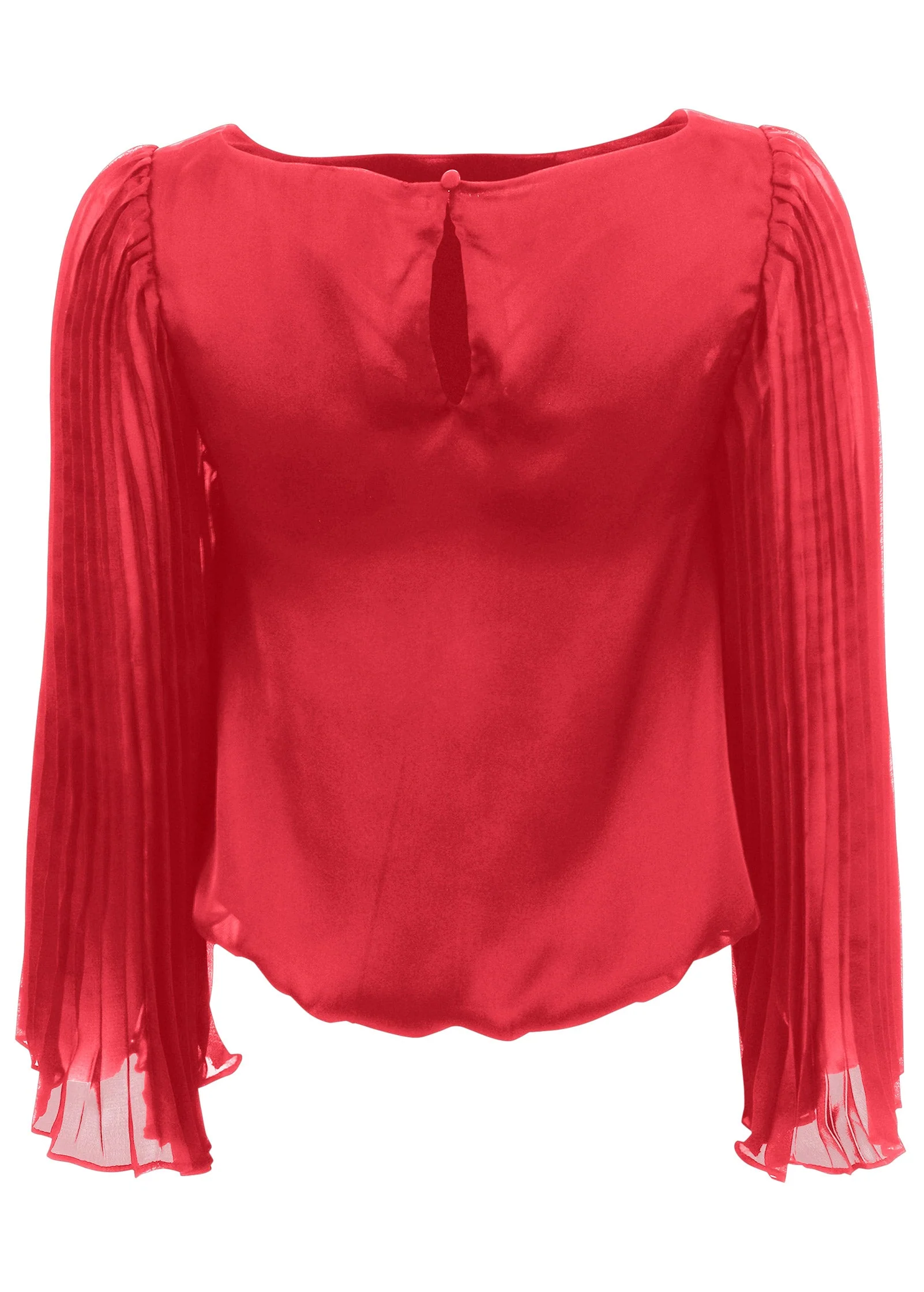 Pleated Sleeve Top - Red - Image 4