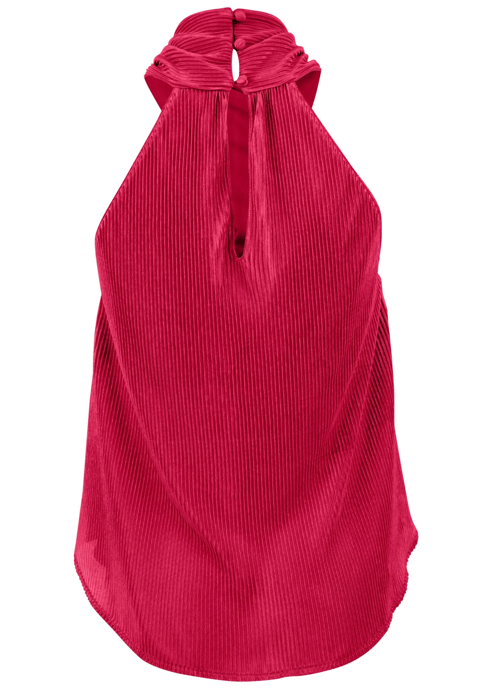 Plisse Cross Neck Tank - Red - Image 6