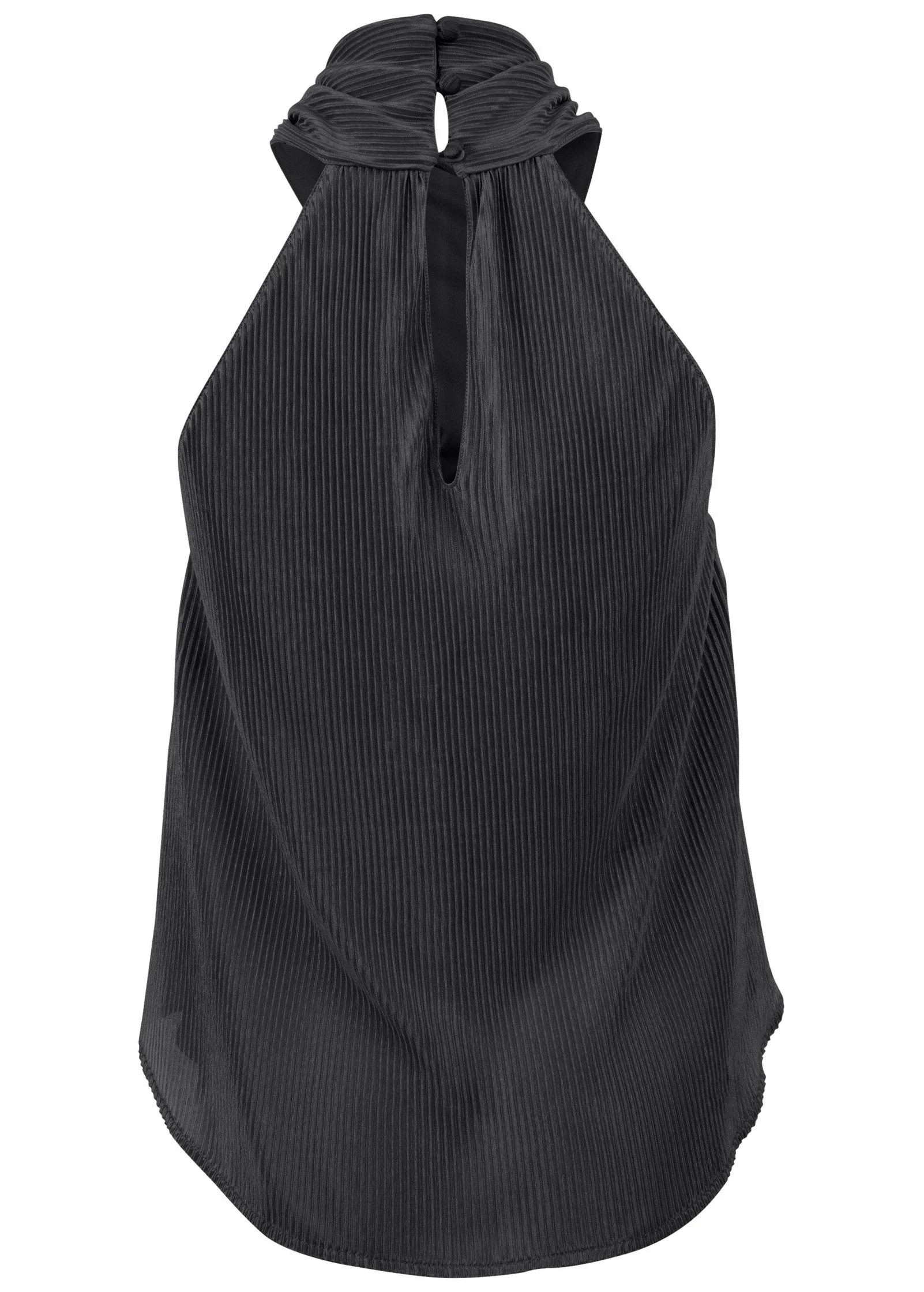 Plisse Cross Neck Tank - Jet Black - Image 6