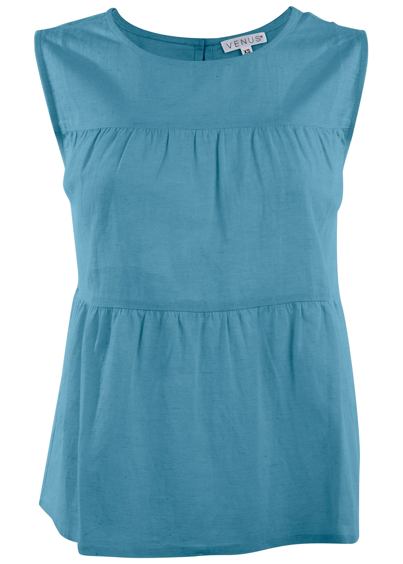 Linen Tiered Tank Top - Blue - Image 4